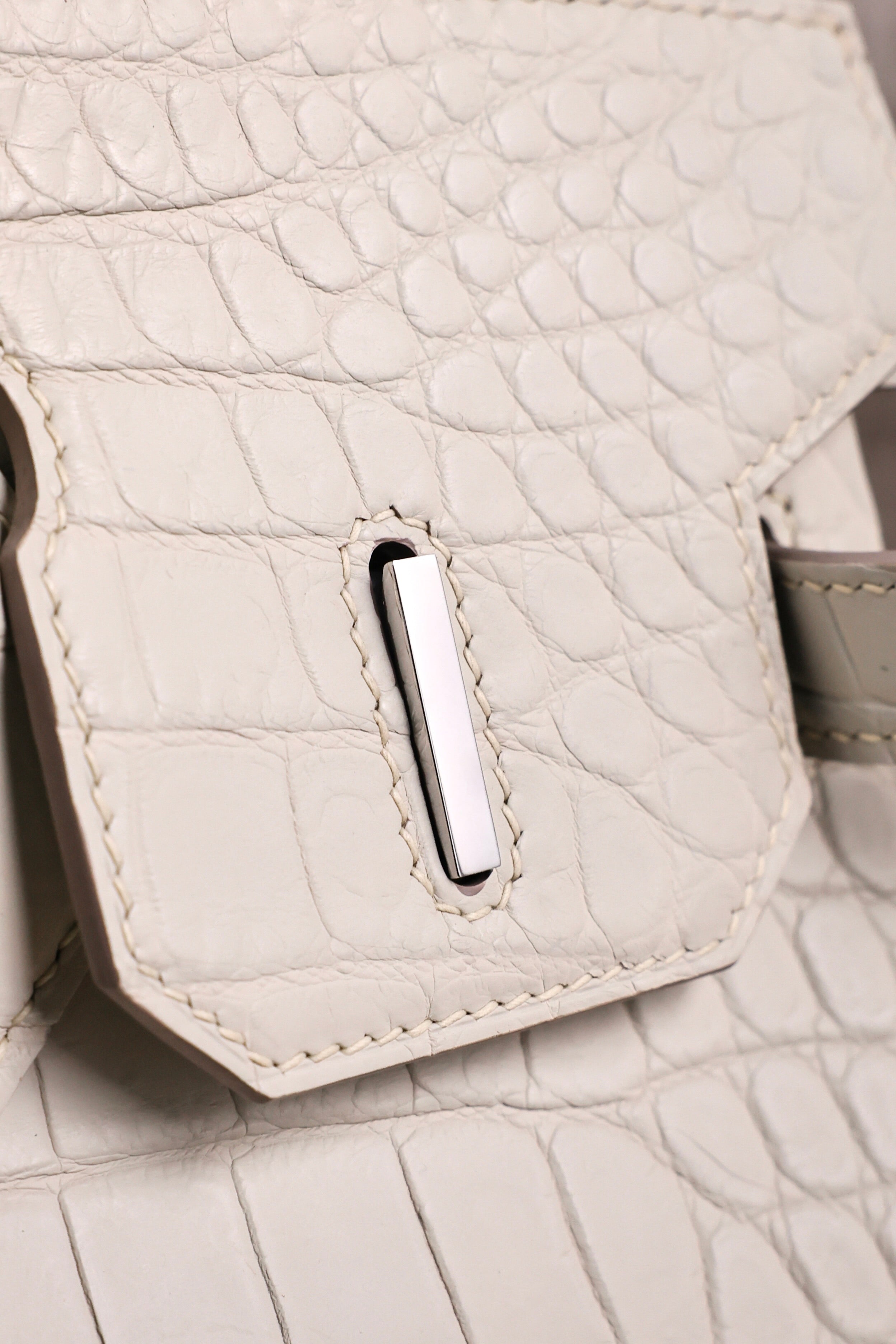 BK-2024 All Handmade Golden / Sliver Hardware Blanc  Matte Nile crocodile leather