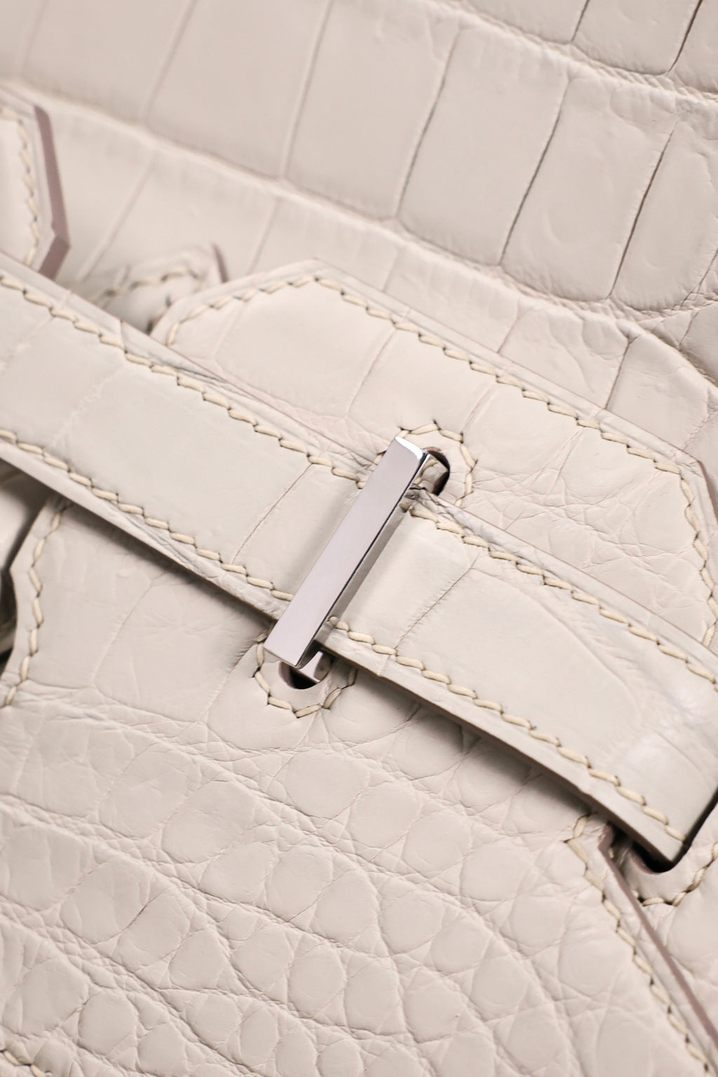 BK-2024 All Handmade Golden / Sliver Hardware Blanc  Matte Nile crocodile leather