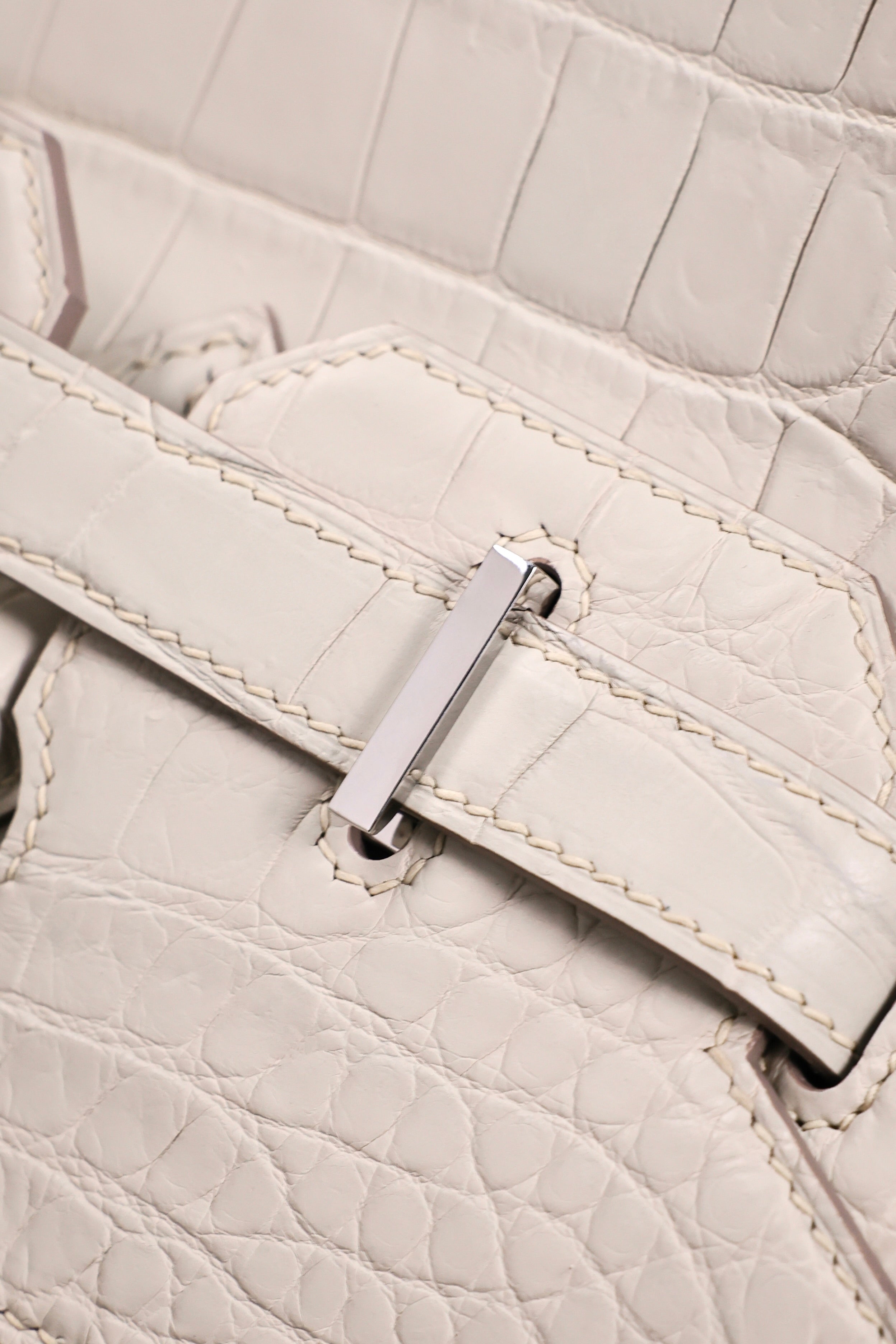 BK-2024 All Handmade Golden / Sliver Hardware Blanc  Matte Nile crocodile leather