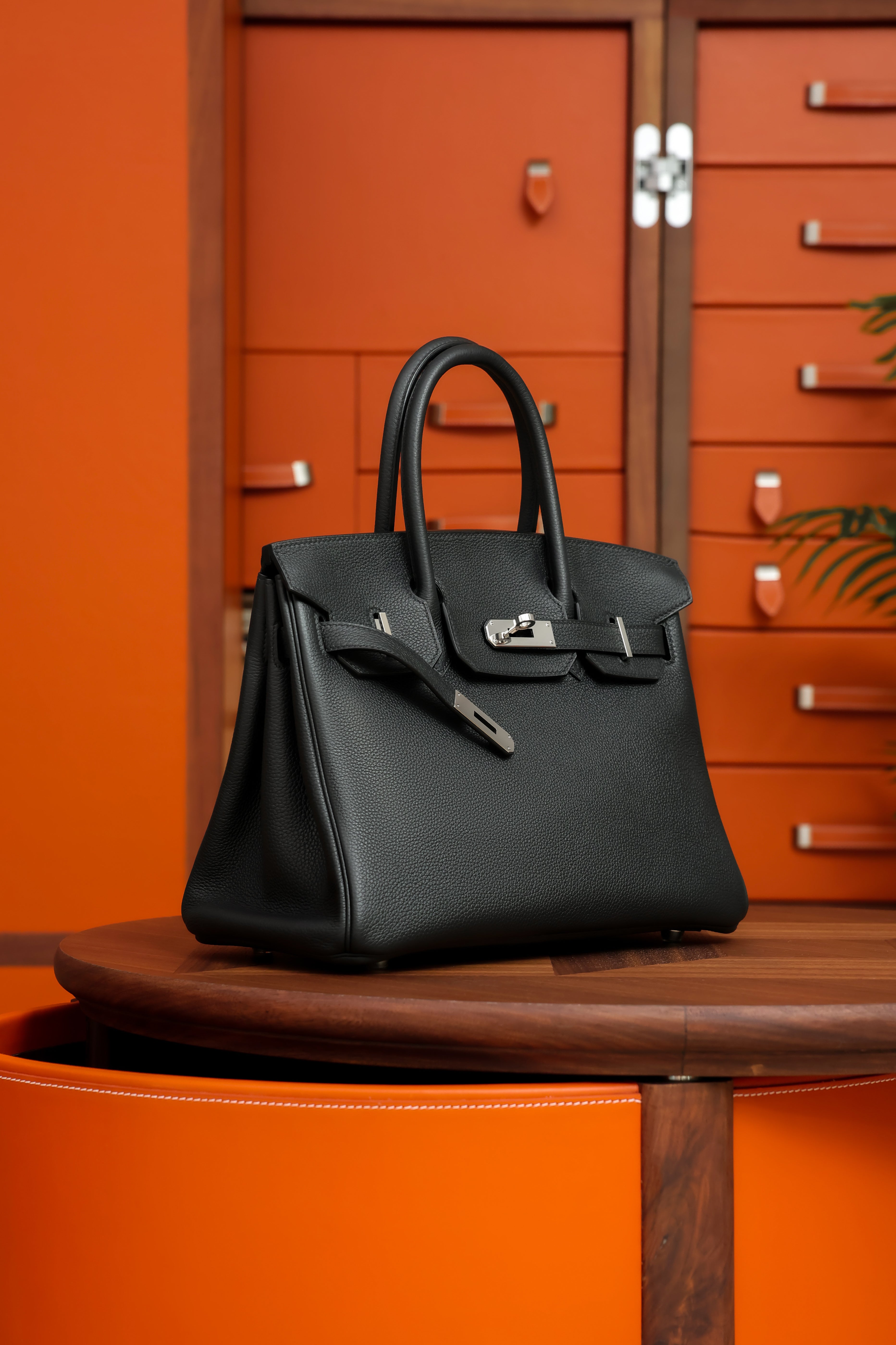 Birkin- All Handmade Golden / Sliver Noir  swift leather