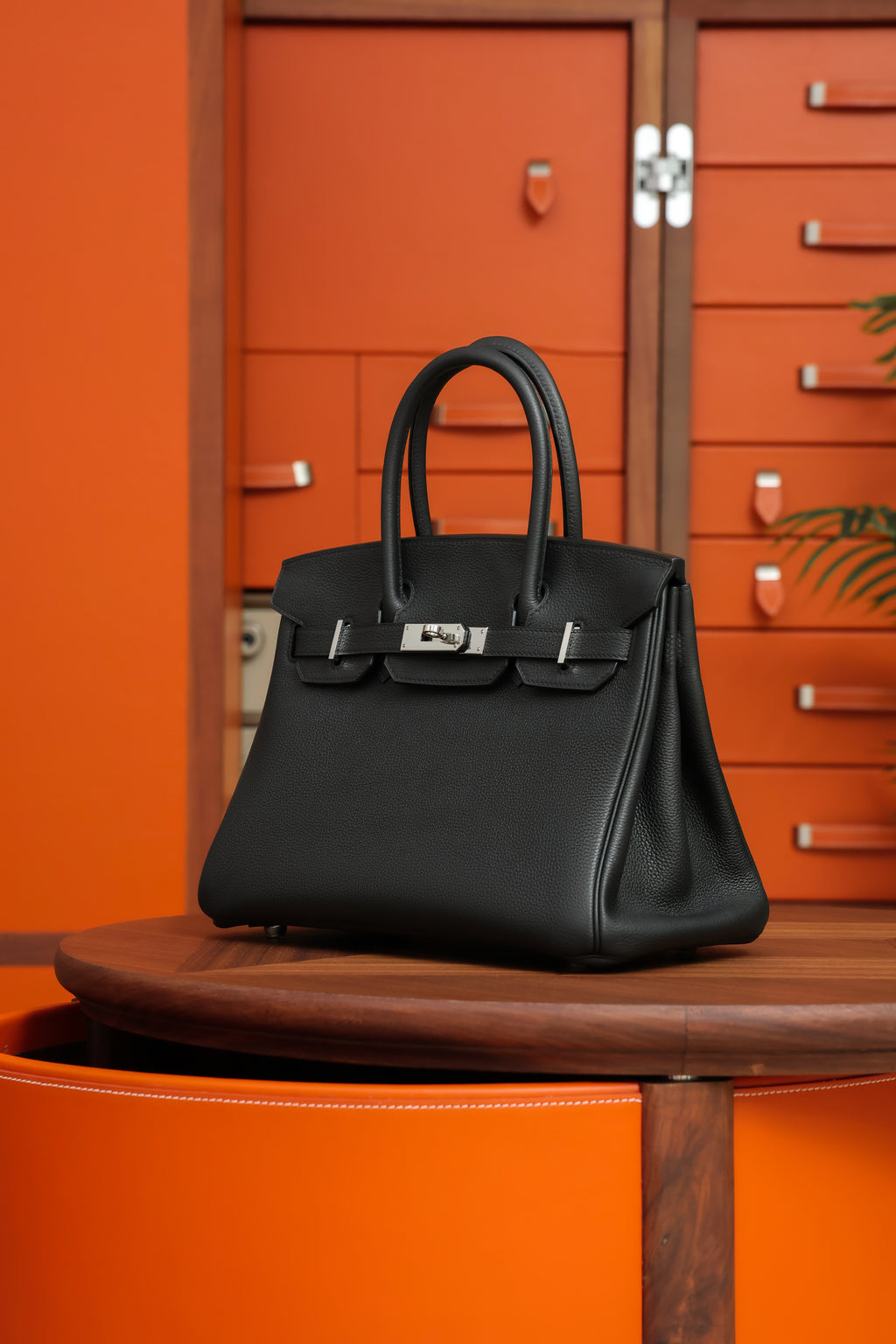 Birkin- All Handmade Golden / Sliver Noir  swift leather