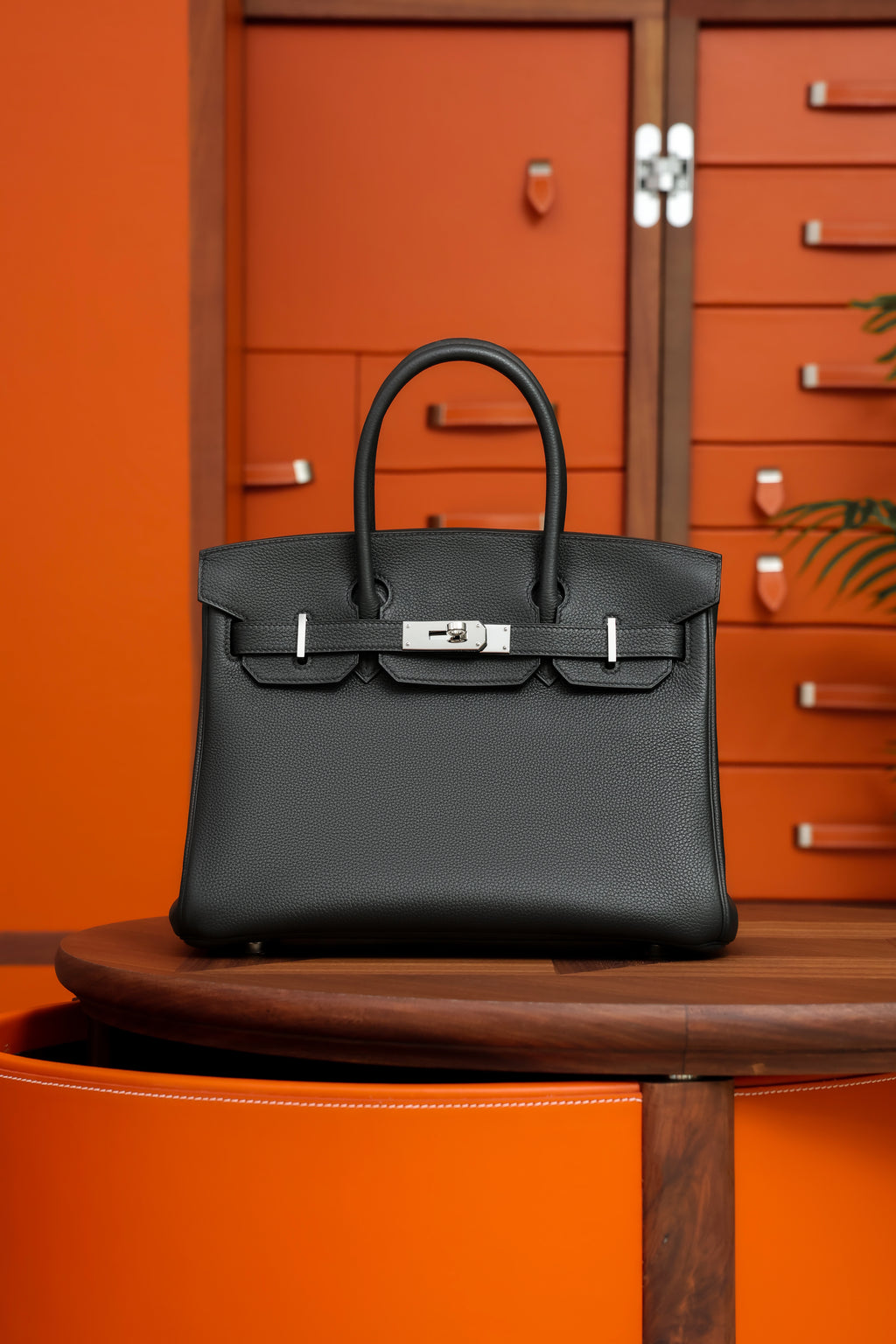 Birkin- All Handmade Golden / Sliver Noir  swift leather