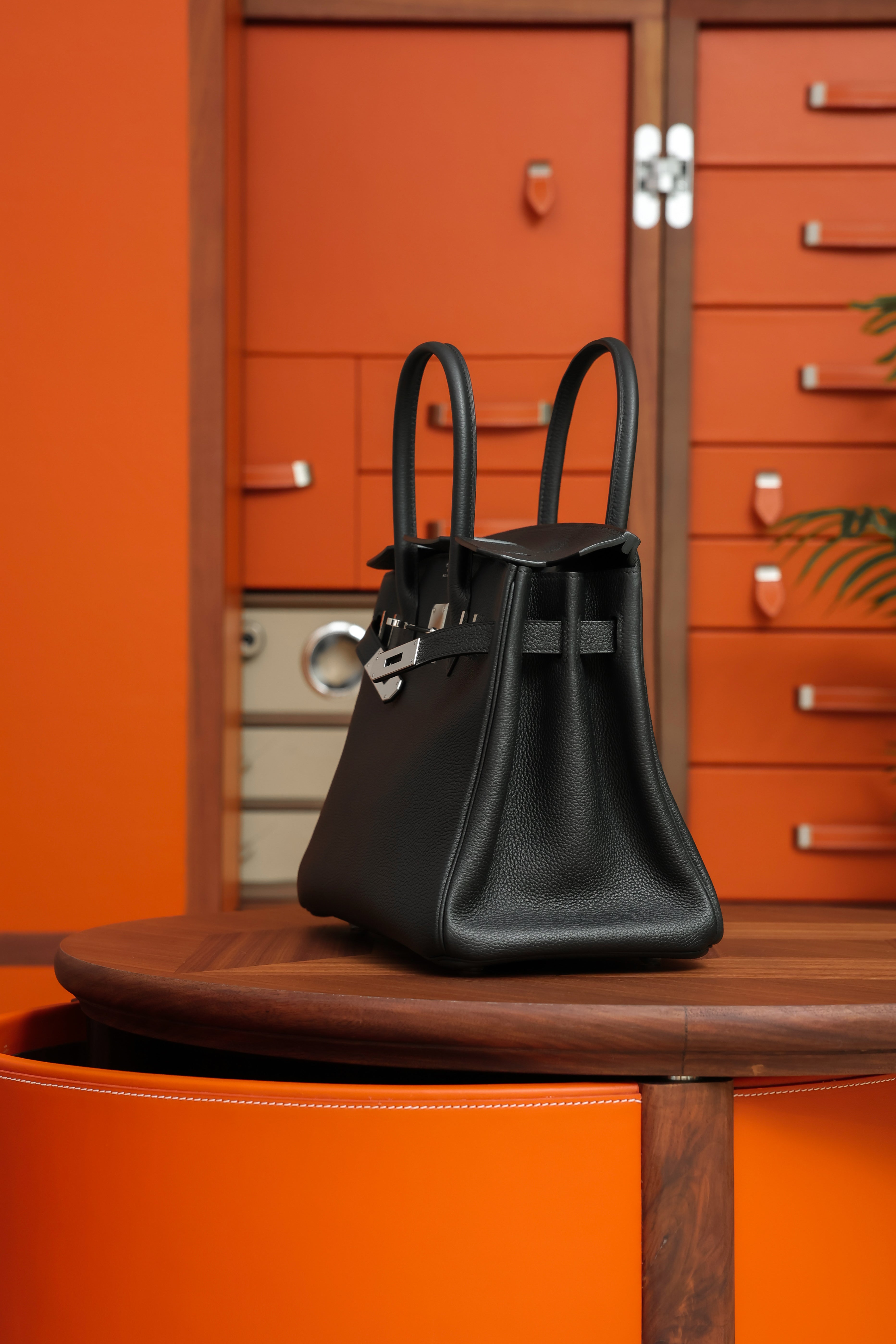 Birkin- All Handmade Golden / Sliver Noir  swift leather