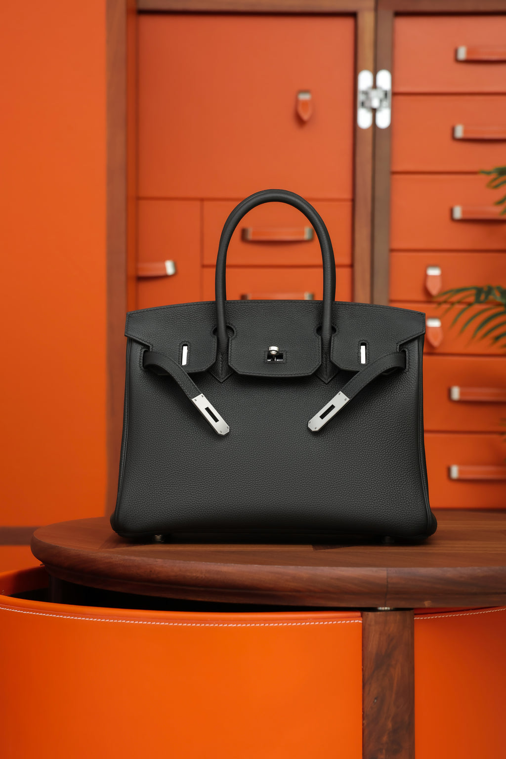 Birkin- All Handmade Golden / Sliver Noir  swift leather