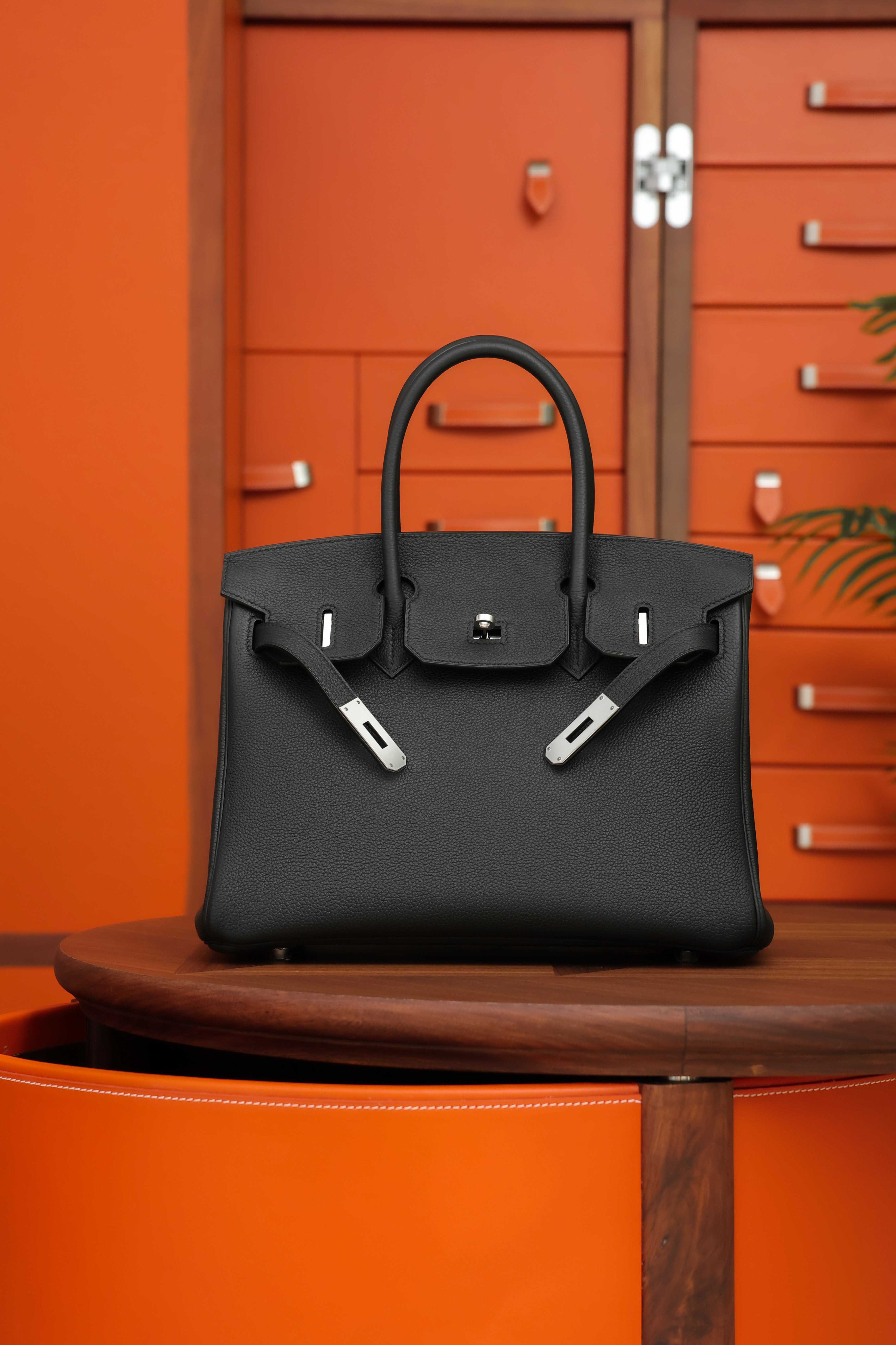 Birkin- All Handmade Golden / Sliver Noir  swift leather