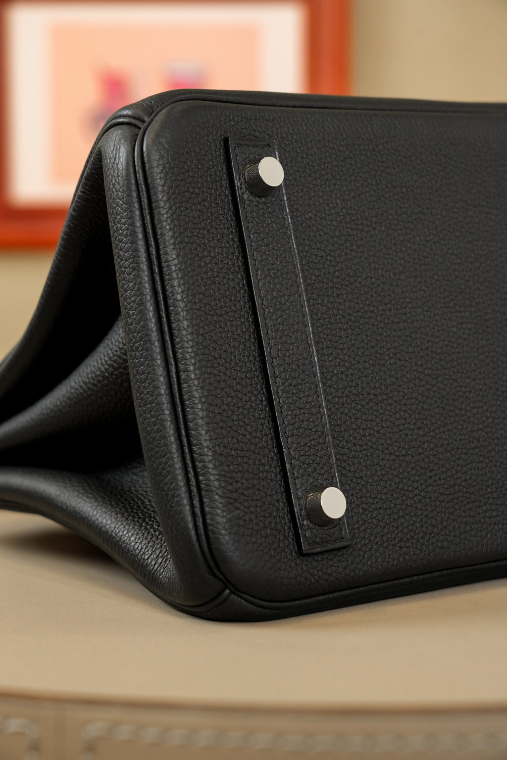 Birkin- All Handmade Golden / Sliver Noir  swift leather