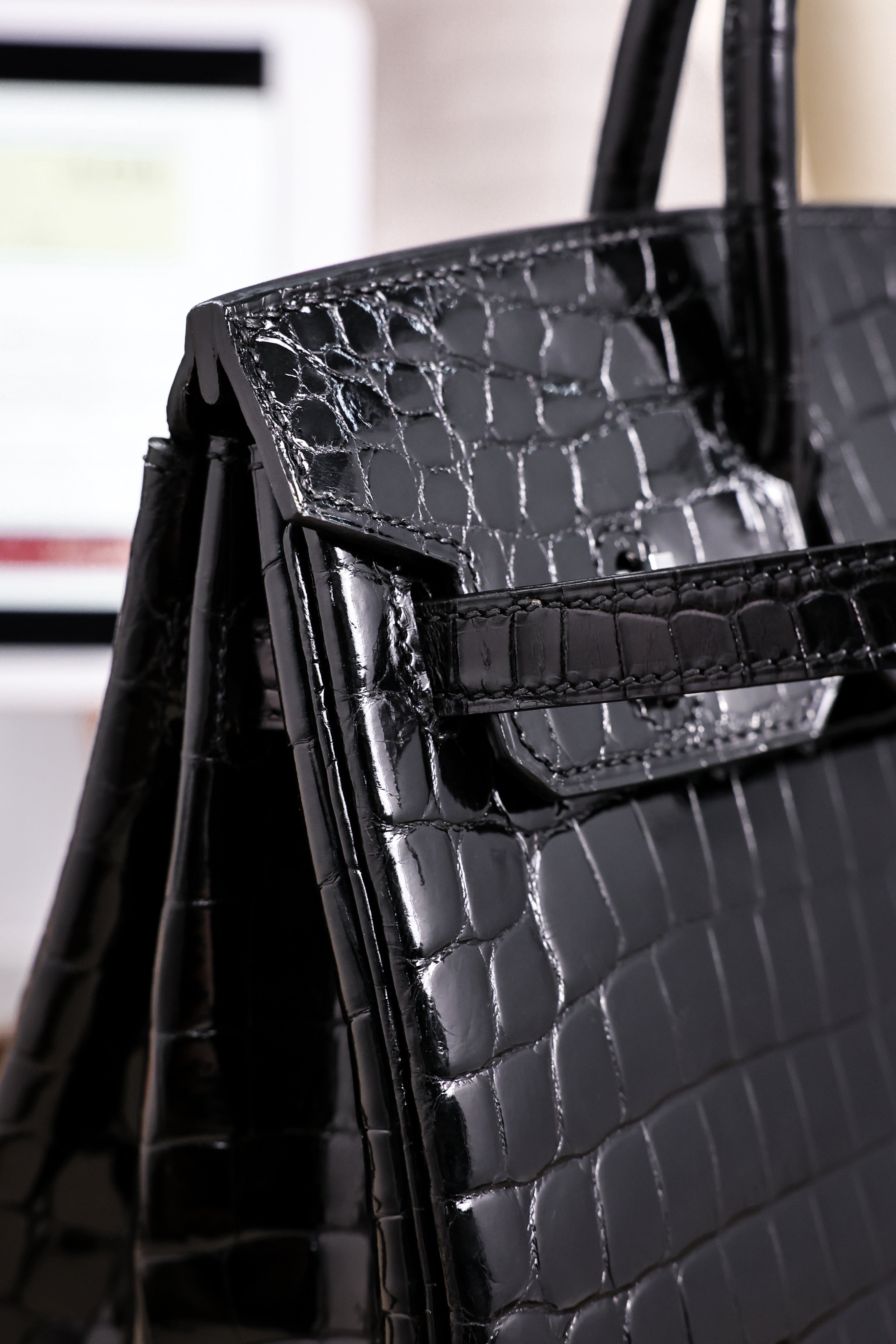 BK-2024 All Handmade sliver Hardware Nior Bright surface Porosus Crocodile leather