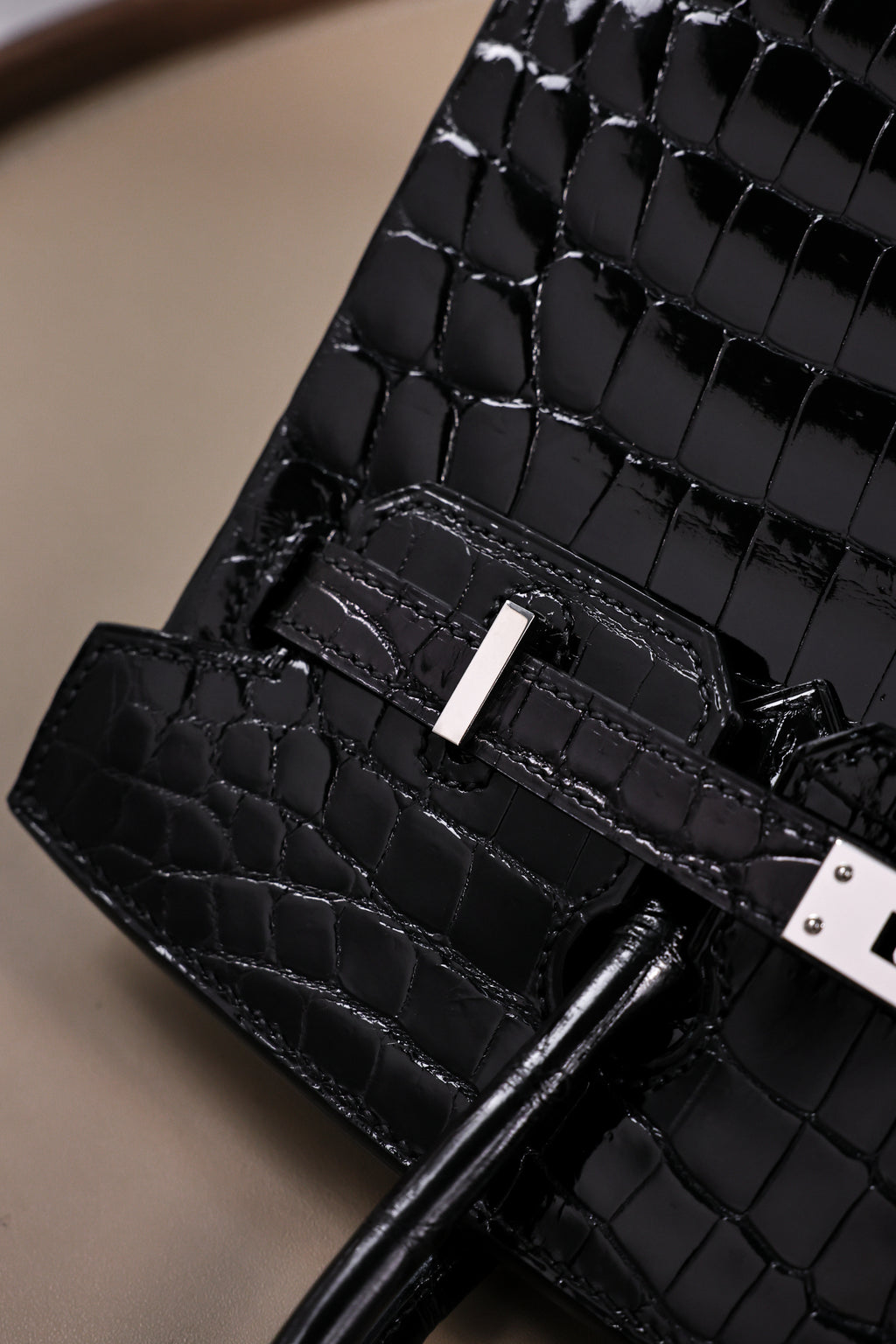 BK-2024 All Handmade sliver Hardware Nior Bright surface Porosus Crocodile leather