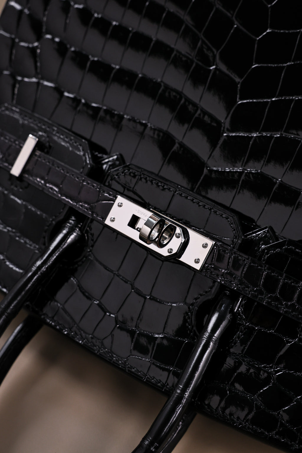 BK-2024 All Handmade sliver Hardware Nior Bright surface Porosus Crocodile leather