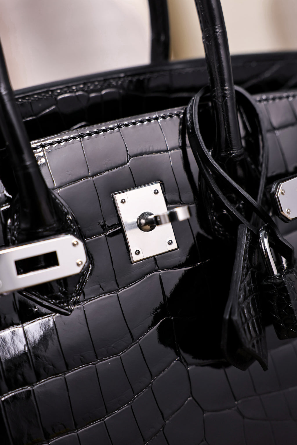 BK-2024 All Handmade sliver Hardware Nior Bright surface Porosus Crocodile leather