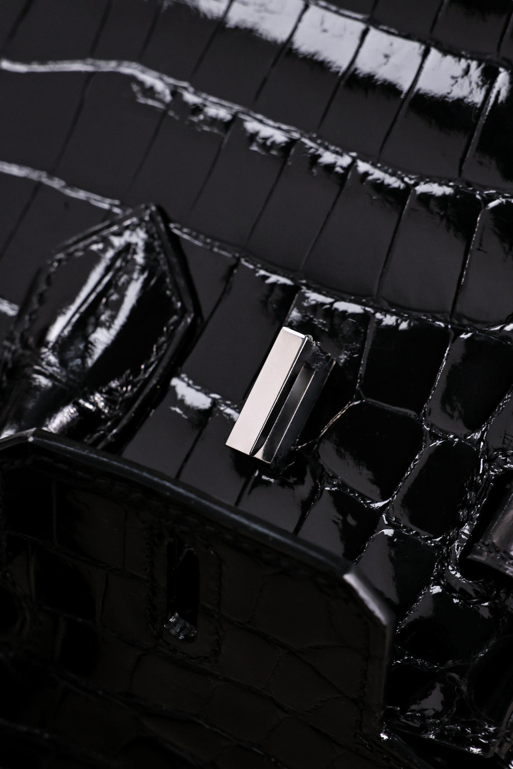 BK-2024 All Handmade sliver Hardware Nior Bright surface Porosus Crocodile leather