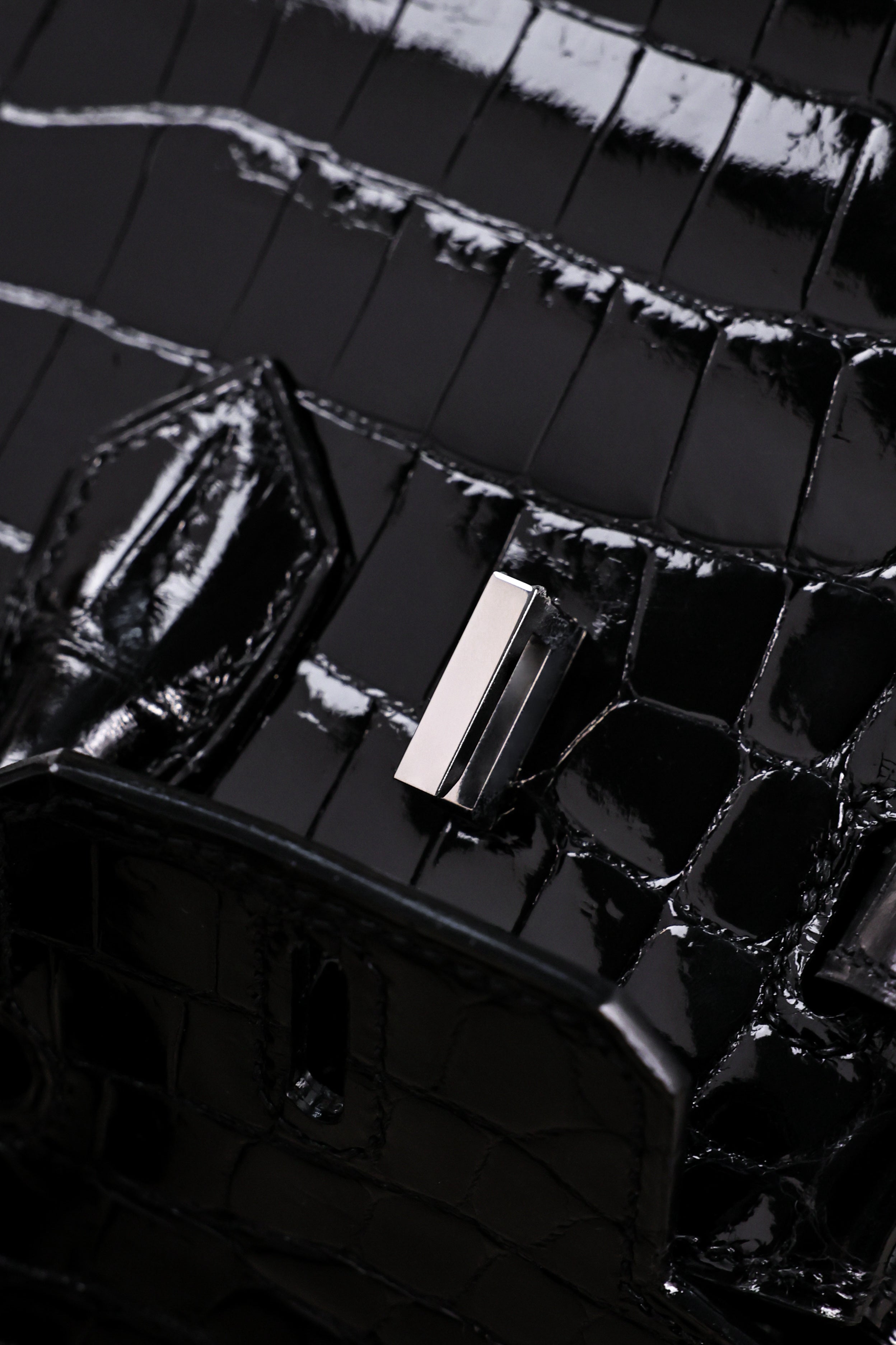 BK-2024 All Handmade sliver Hardware Nior Bright surface Porosus Crocodile leather