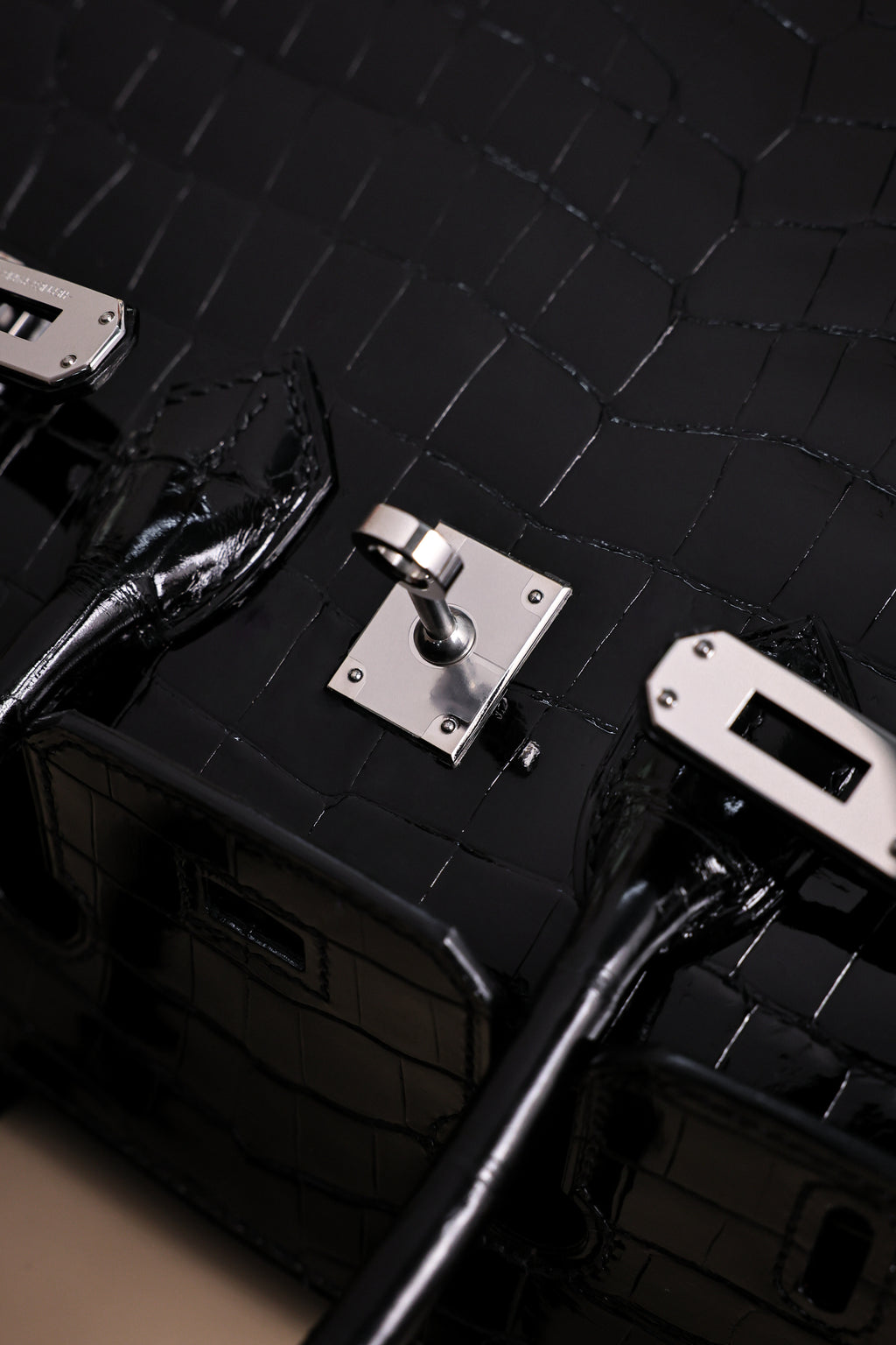BK-2024 All Handmade sliver Hardware Nior Bright surface Porosus Crocodile leather
