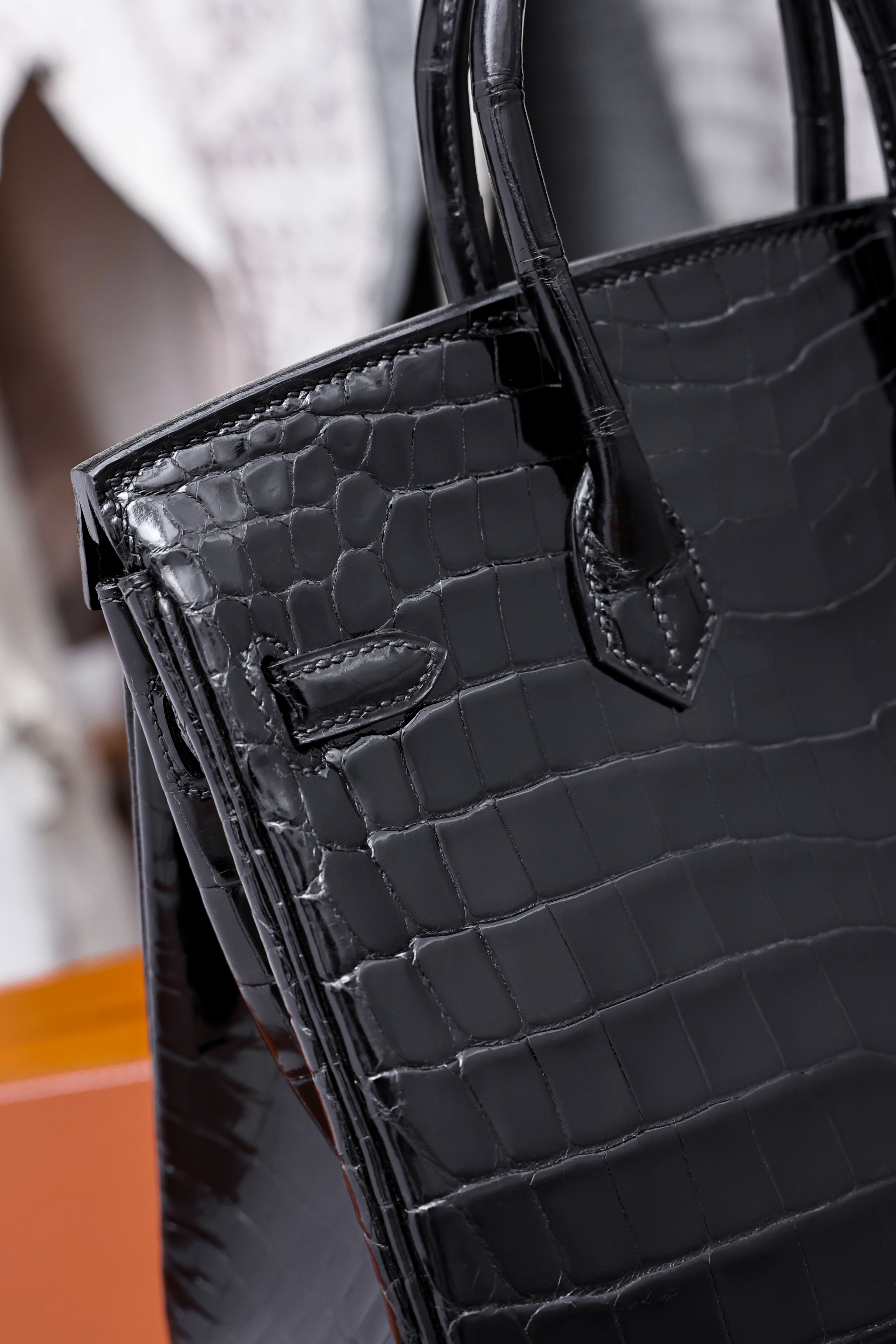 BK-2024 All Handmade sliver Hardware Nior Bright surface Nile crocodile leather