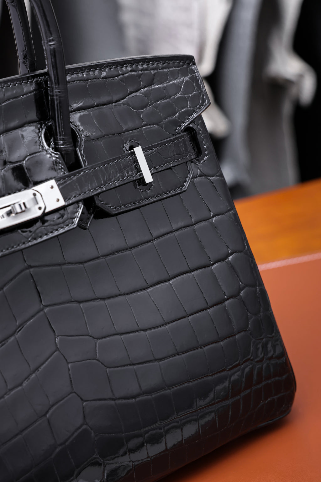 BK-2024 All Handmade sliver Hardware Nior Bright surface Nile crocodile leather