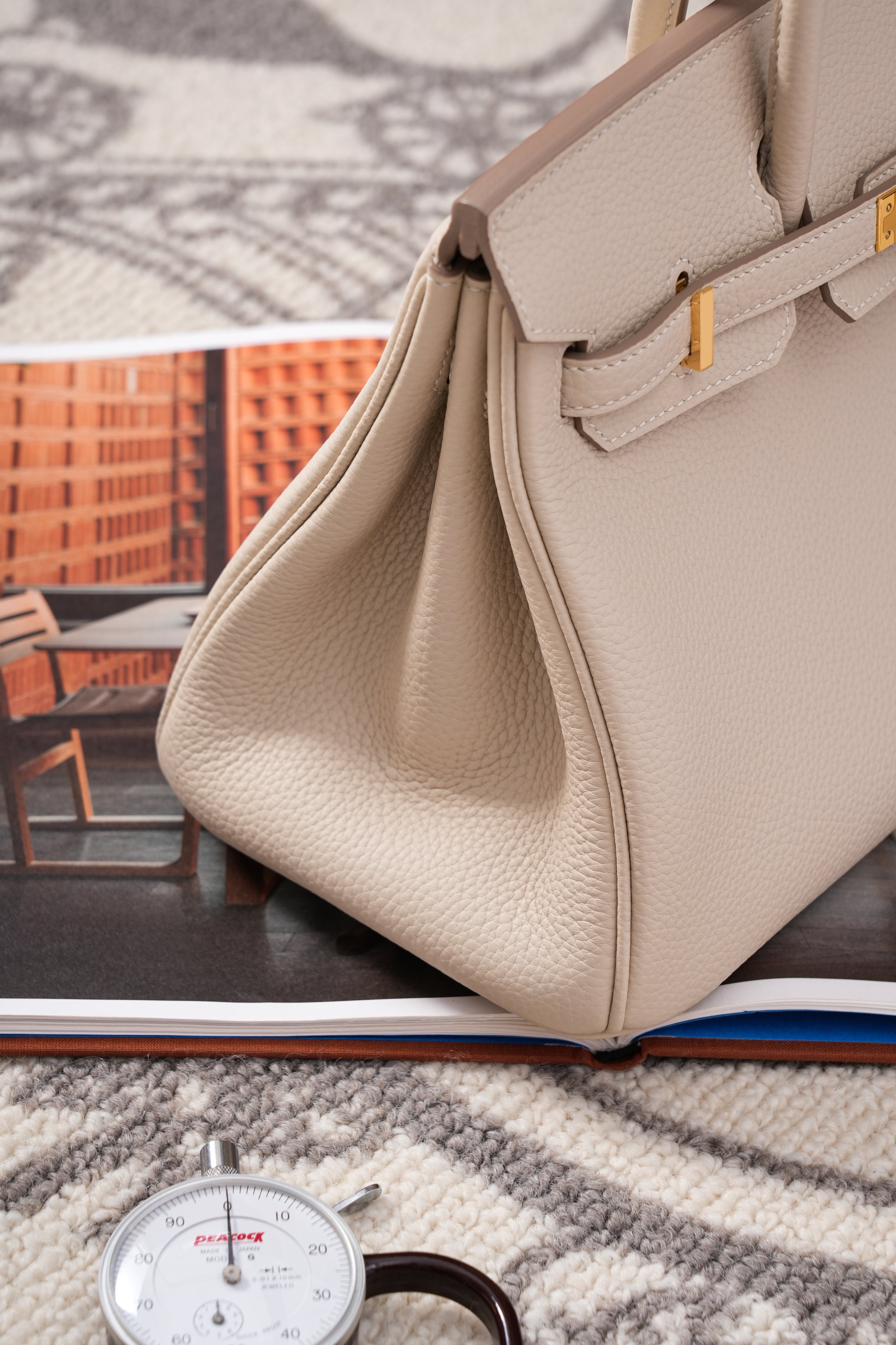 Birkin- All Handmade Golden / Sliver Craie  swift leather