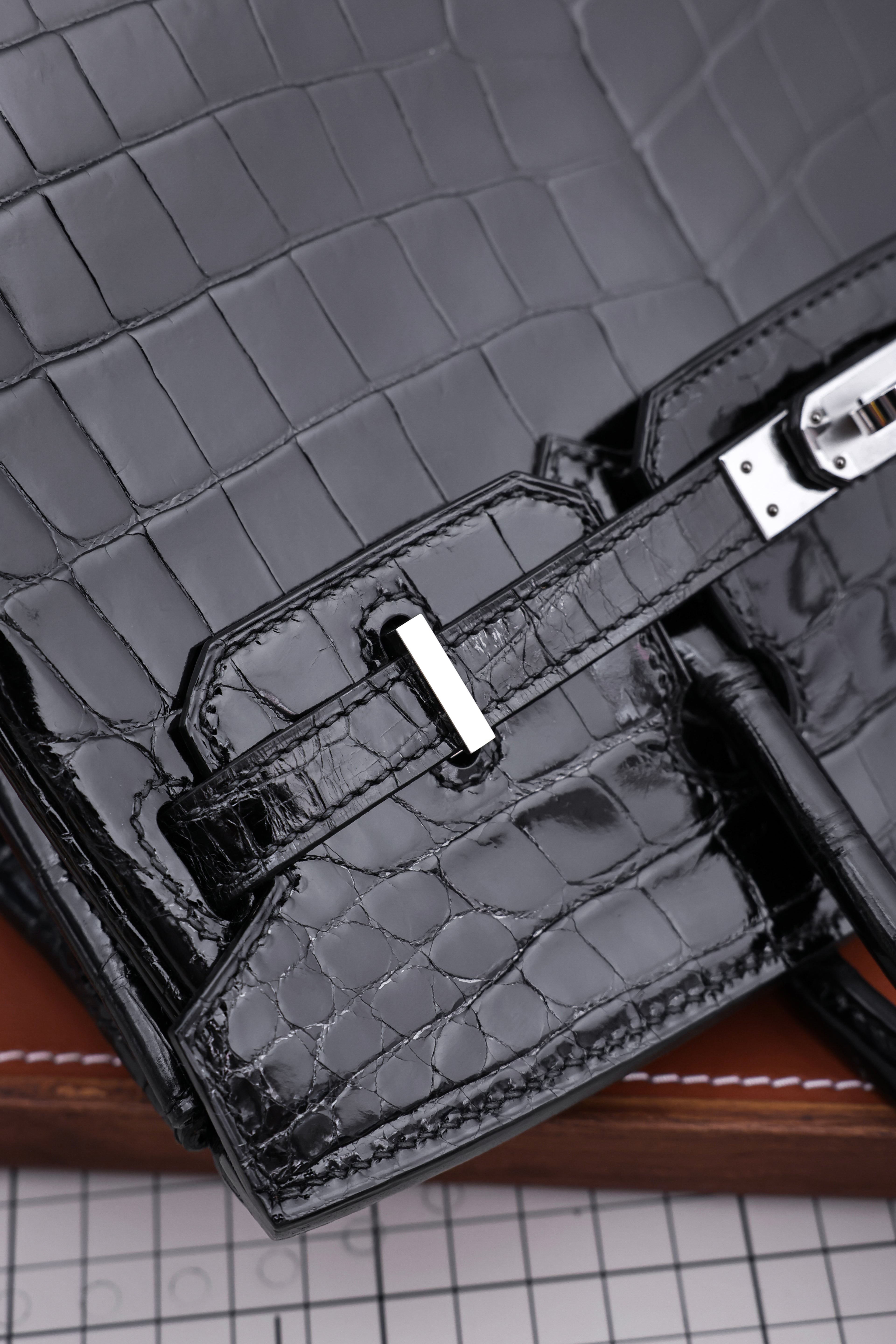 BK-2024 All Handmade sliver Hardware Nior Bright surface Nile crocodile leather