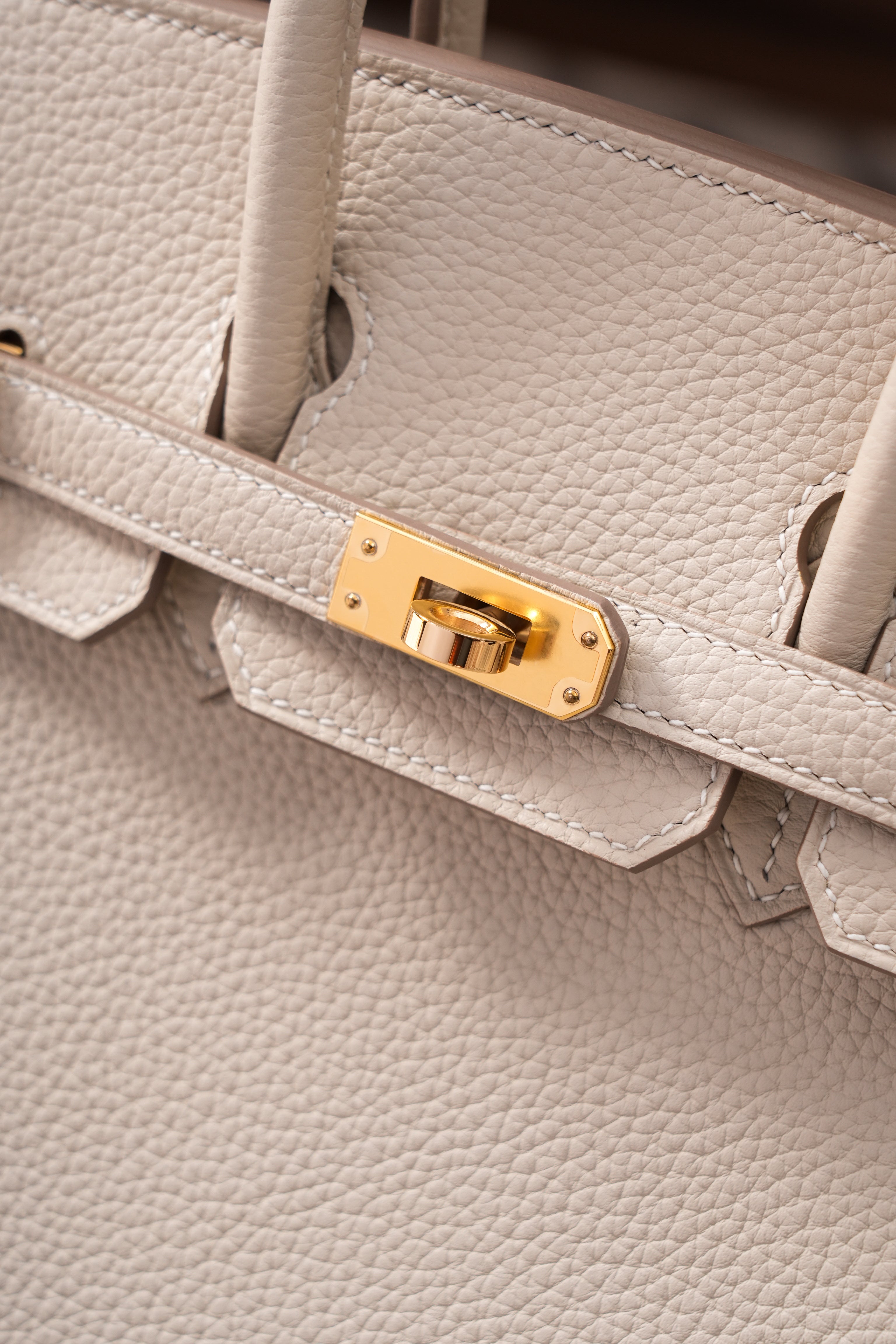 Birkin- All Handmade Golden / Sliver Craie  swift leather