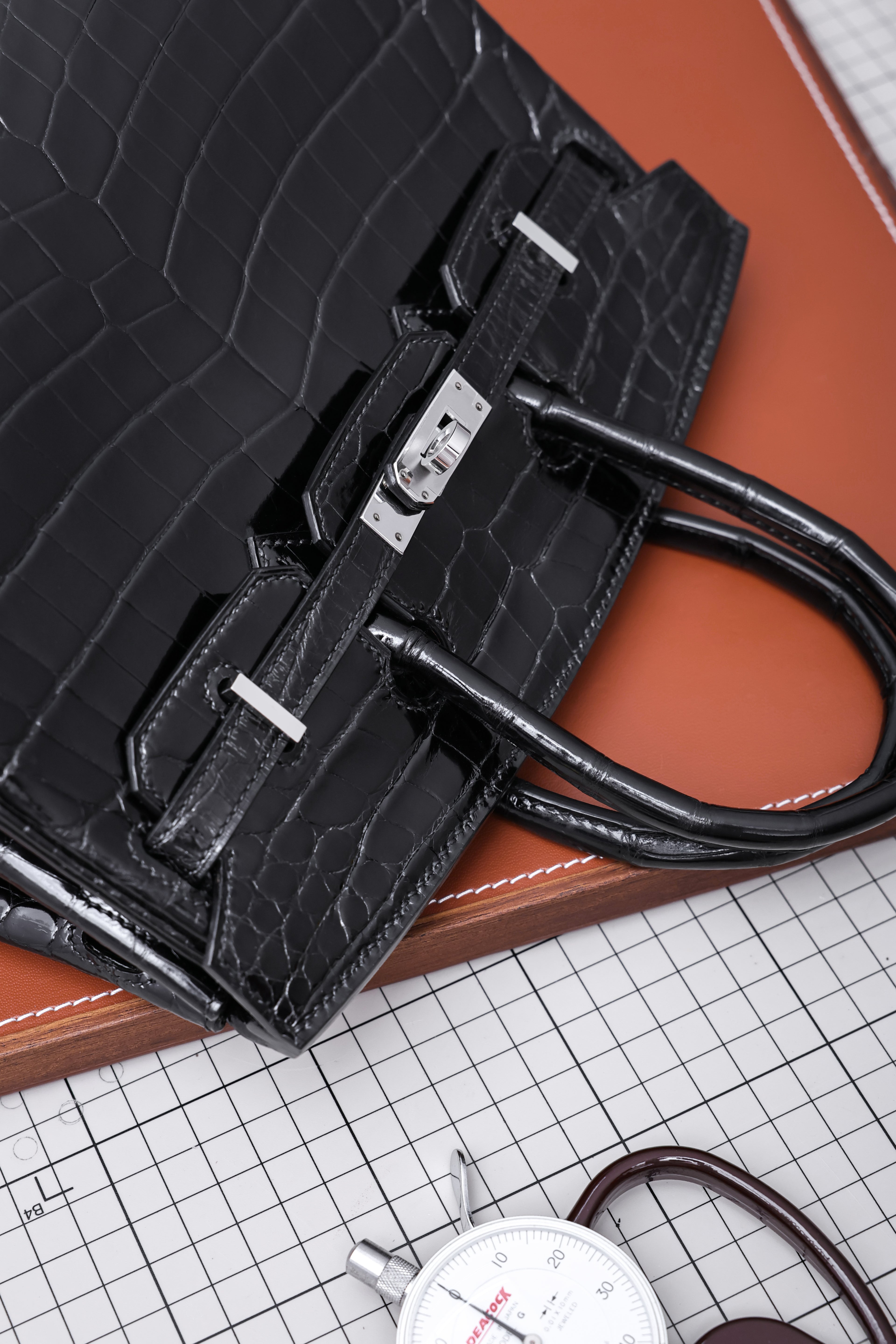 BK-2024 All Handmade sliver Hardware Nior Bright surface Nile crocodile leather