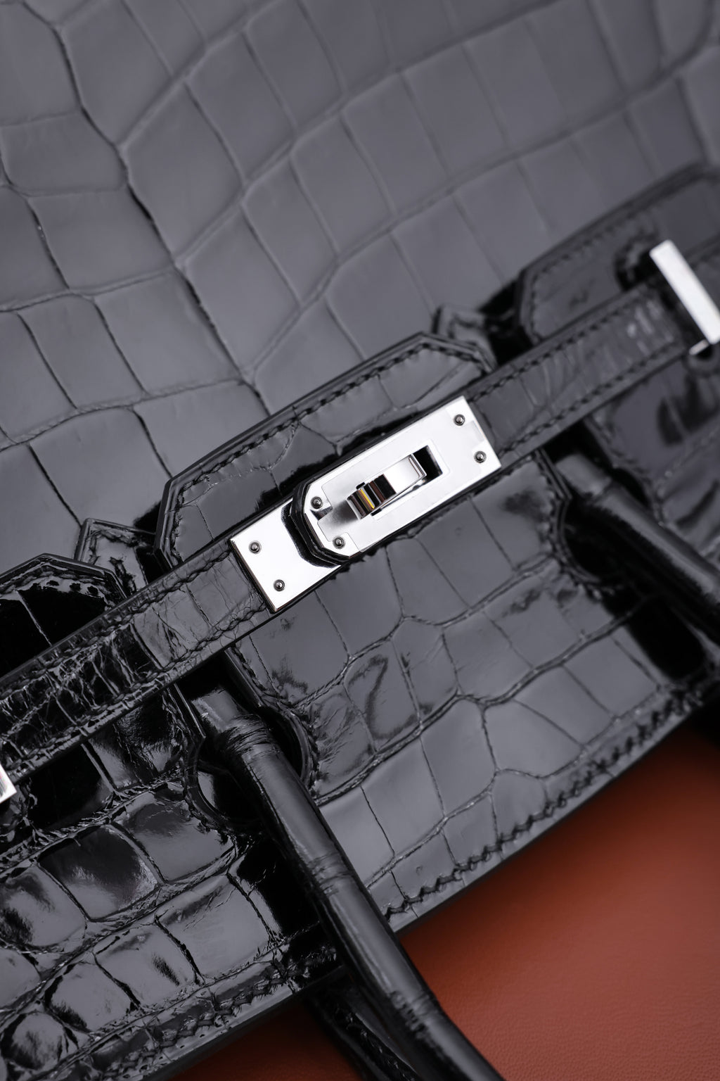 BK-2024 All Handmade sliver Hardware Nior Bright surface Nile crocodile leather