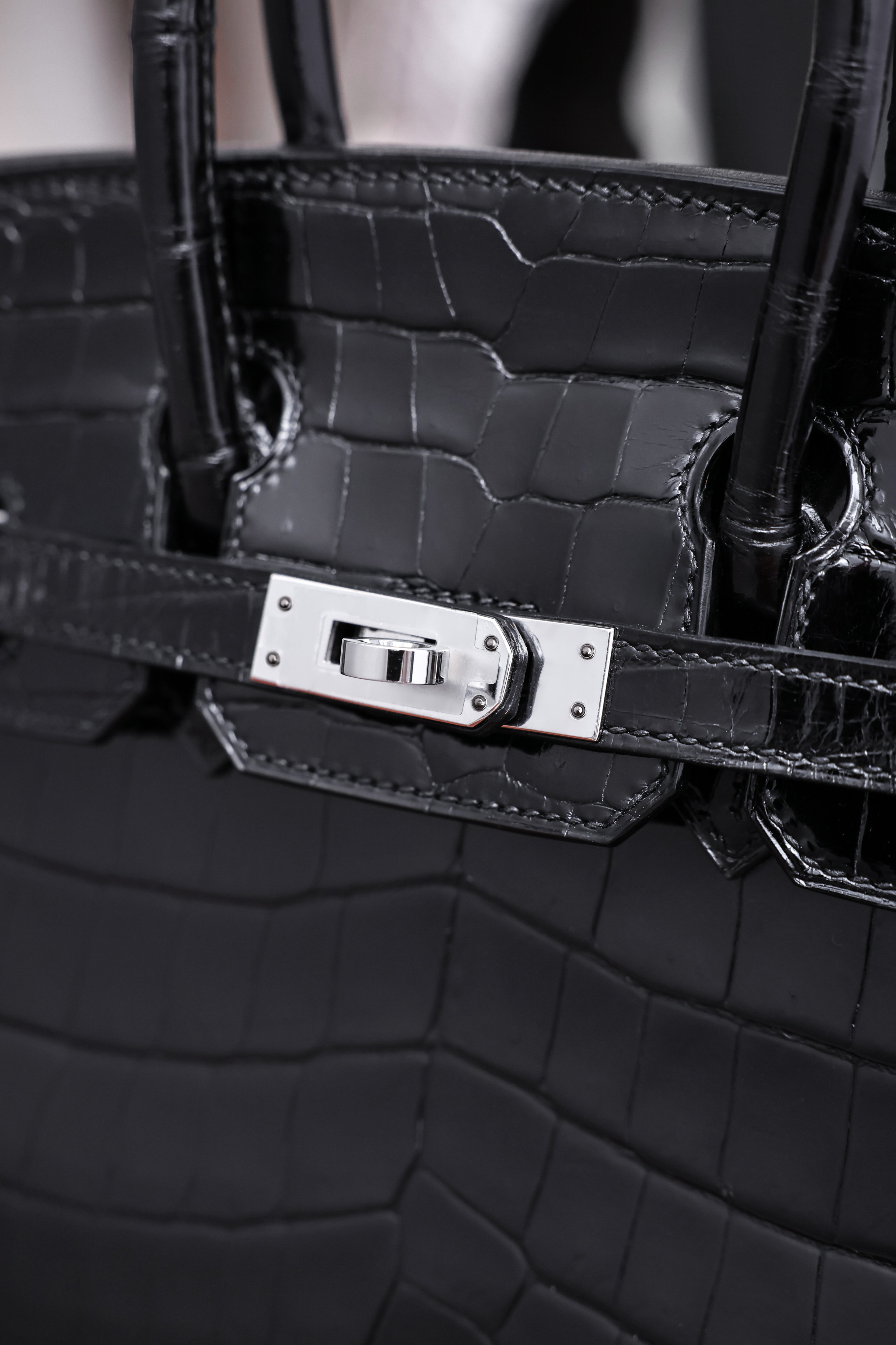 BK-2024 All Handmade sliver Hardware Nior Bright surface Nile crocodile leather