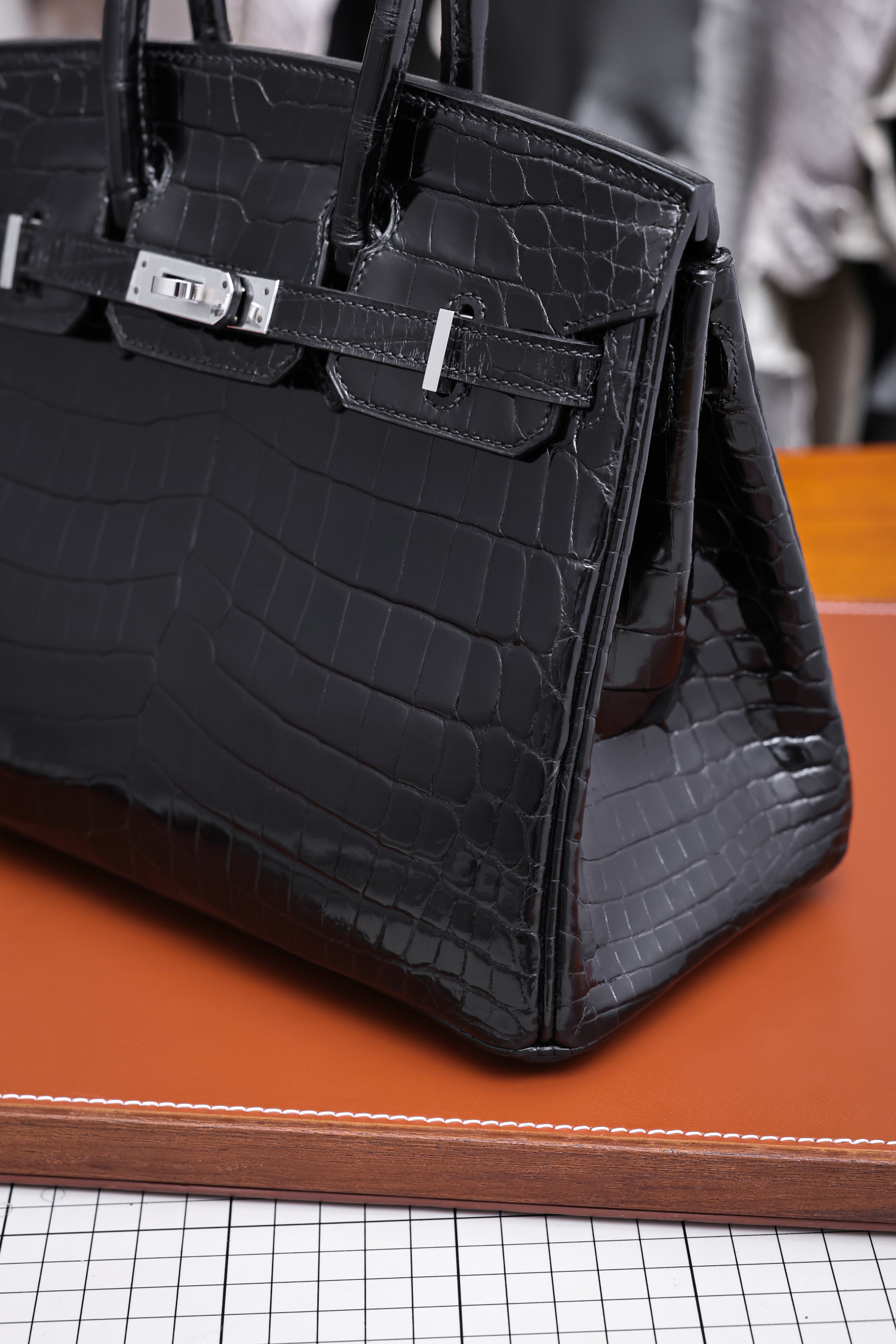 BK-2024 All Handmade sliver Hardware Nior Bright surface Nile crocodile leather