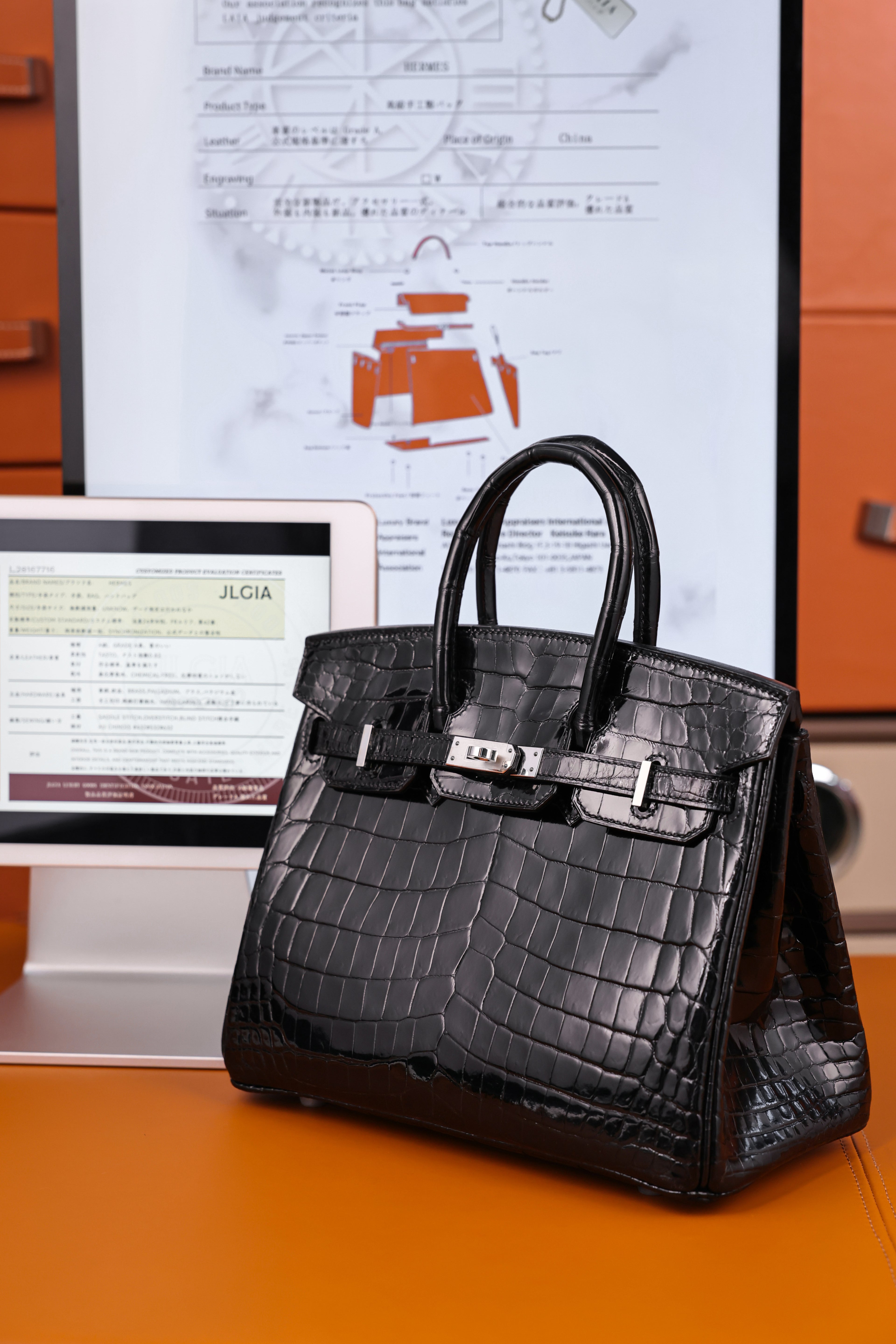 BK-2024 All Handmade sliver Hardware Nior Bright surface Nile crocodile leather