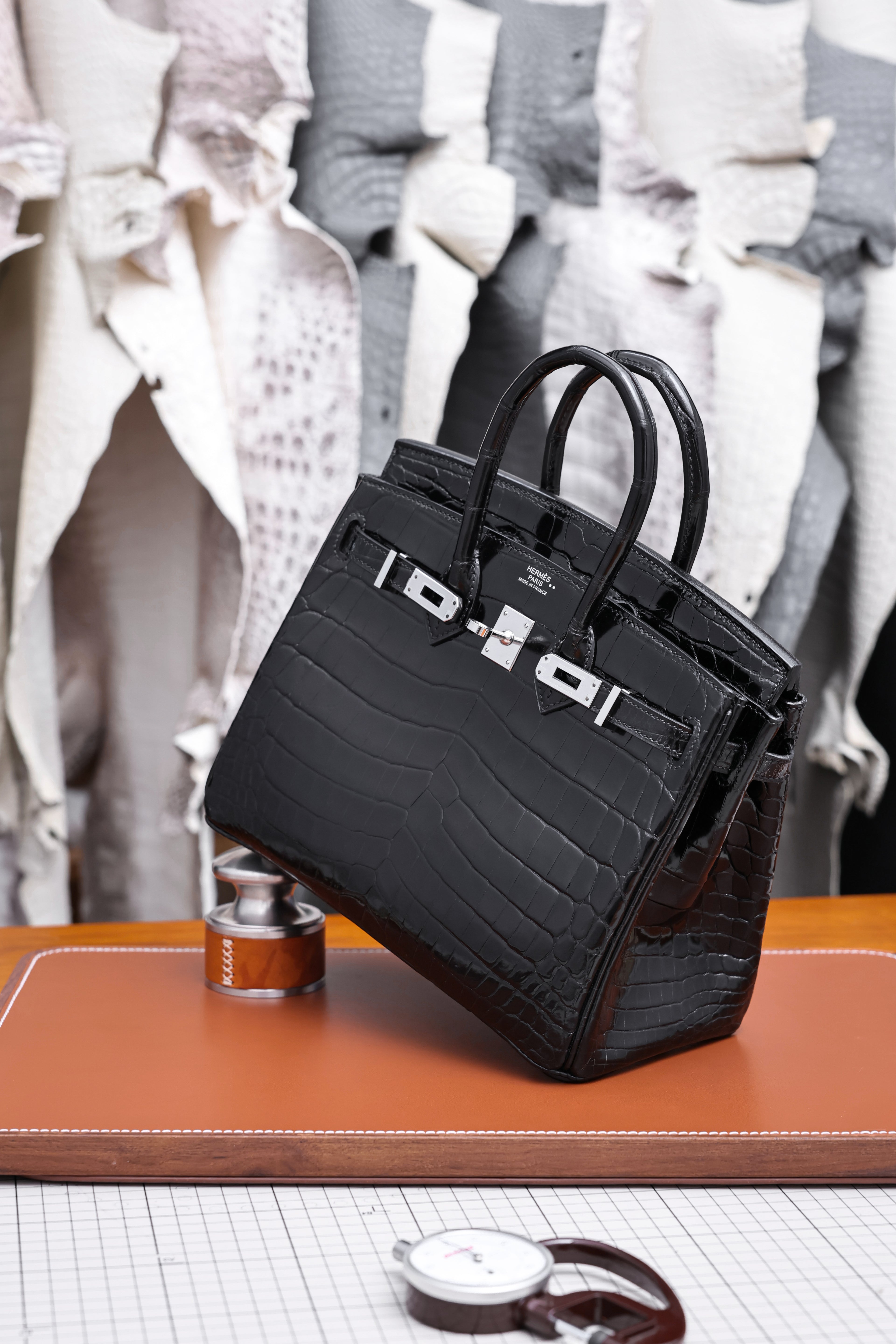BK-2024 All Handmade sliver Hardware Nior Bright surface Nile crocodile leather