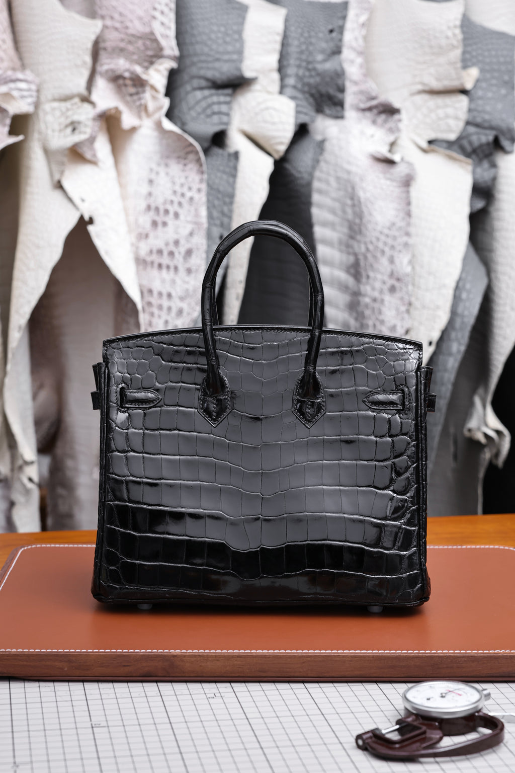 BK-2024 All Handmade sliver Hardware Nior Bright surface Nile crocodile leather