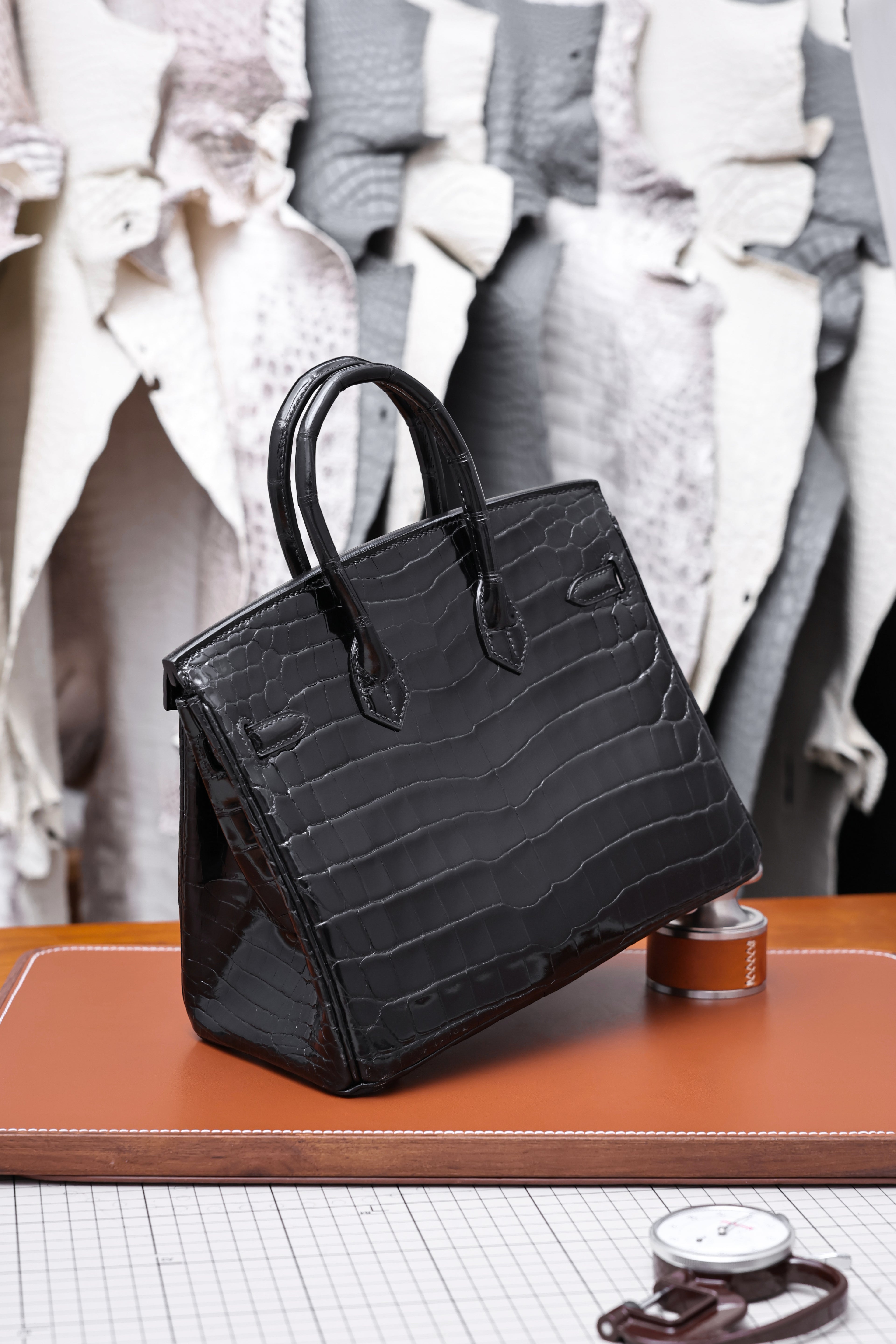 BK-2024 All Handmade sliver Hardware Nior Bright surface Nile crocodile leather