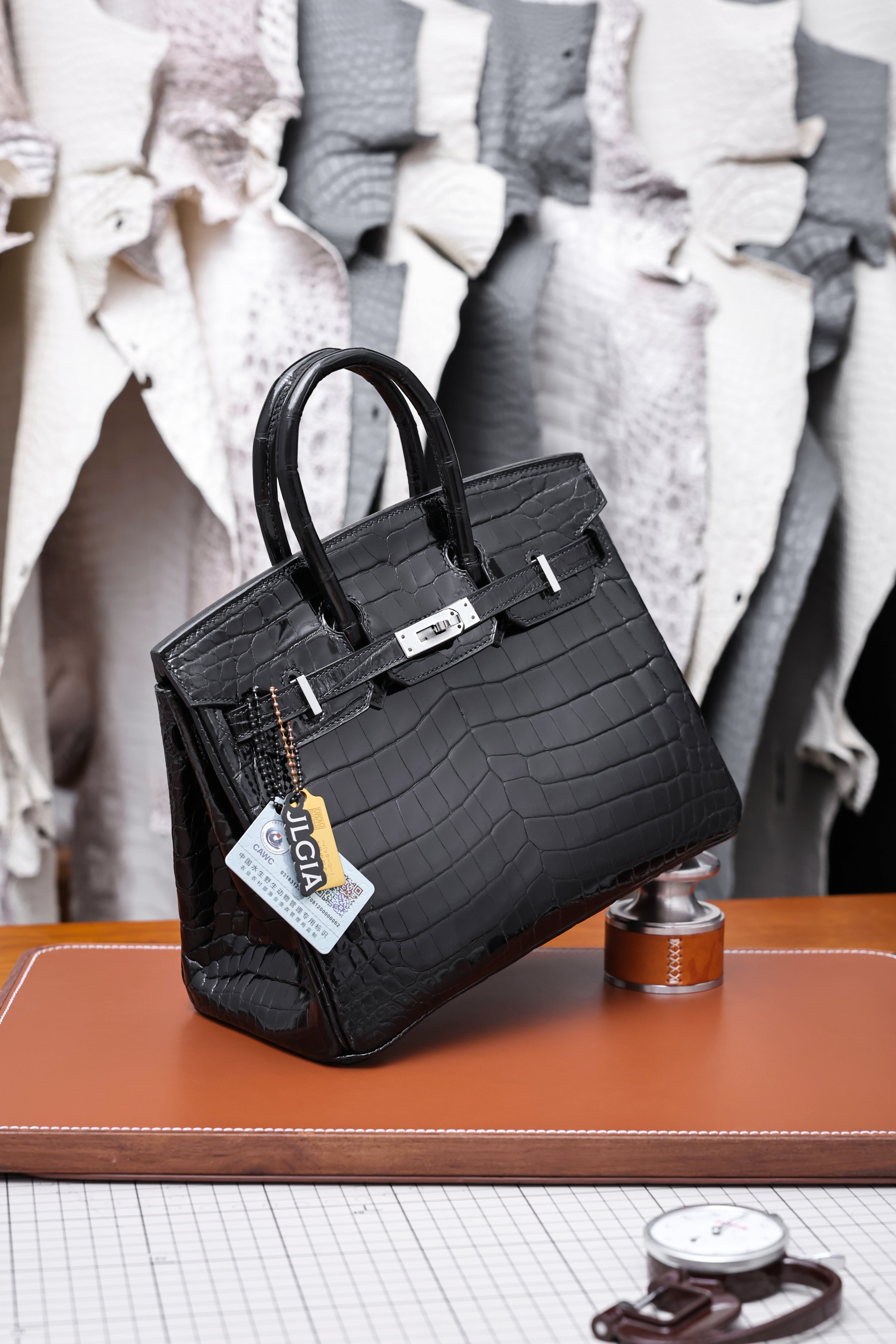 BK-2024 All Handmade sliver Hardware Nior Bright surface Nile crocodile leather