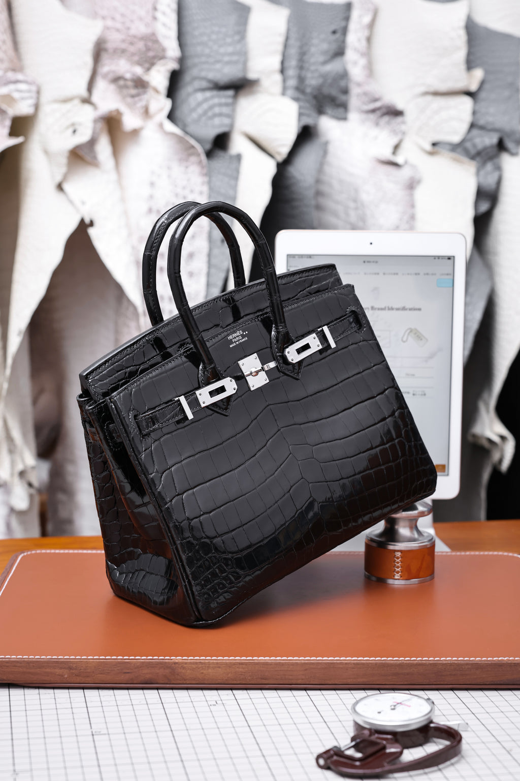 BK-2024 All Handmade sliver Hardware Nior Bright surface Nile crocodile leather