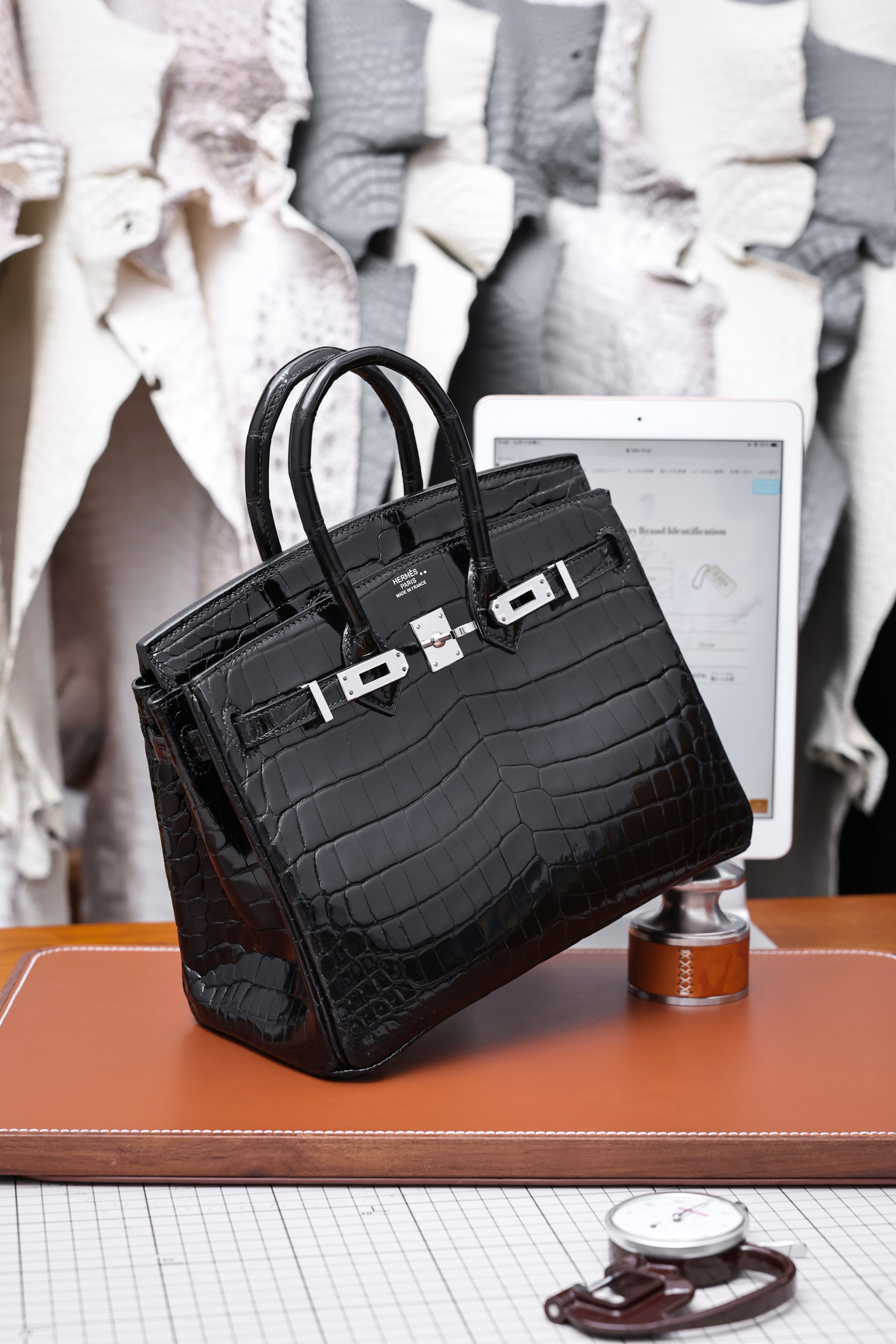 BK-2024 All Handmade sliver Hardware Nior Bright surface Nile crocodile leather