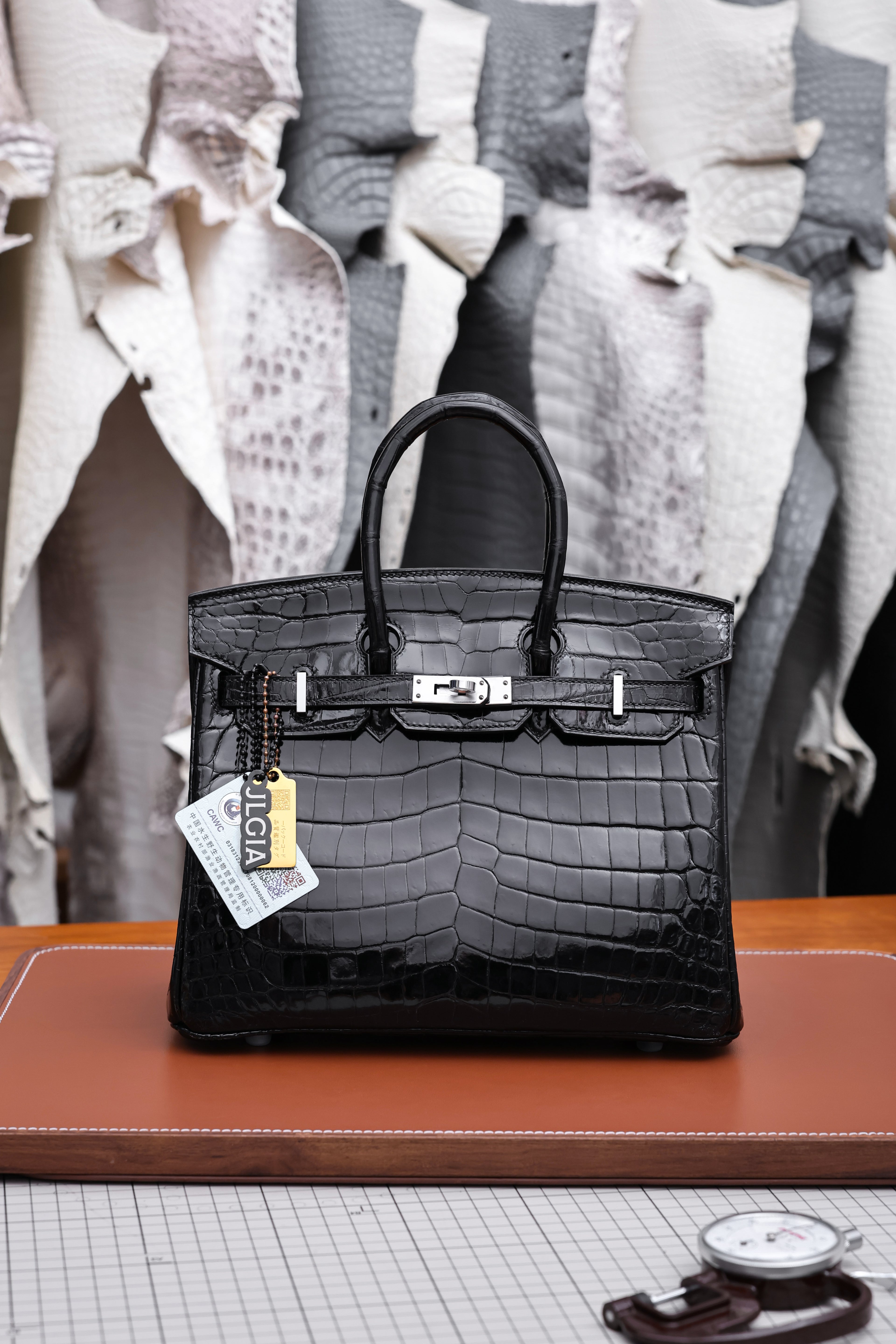 BK-2024 All Handmade sliver Hardware Nior Bright surface Nile crocodile leather