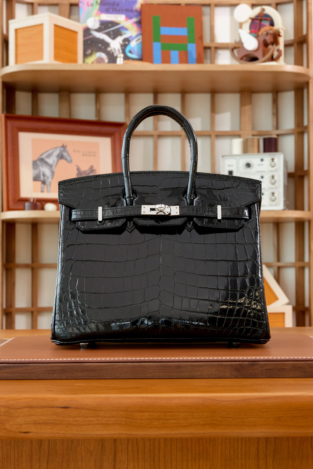 BK-2024 All Handmade sliver Hardware Nior Bright surface Nile crocodile leather