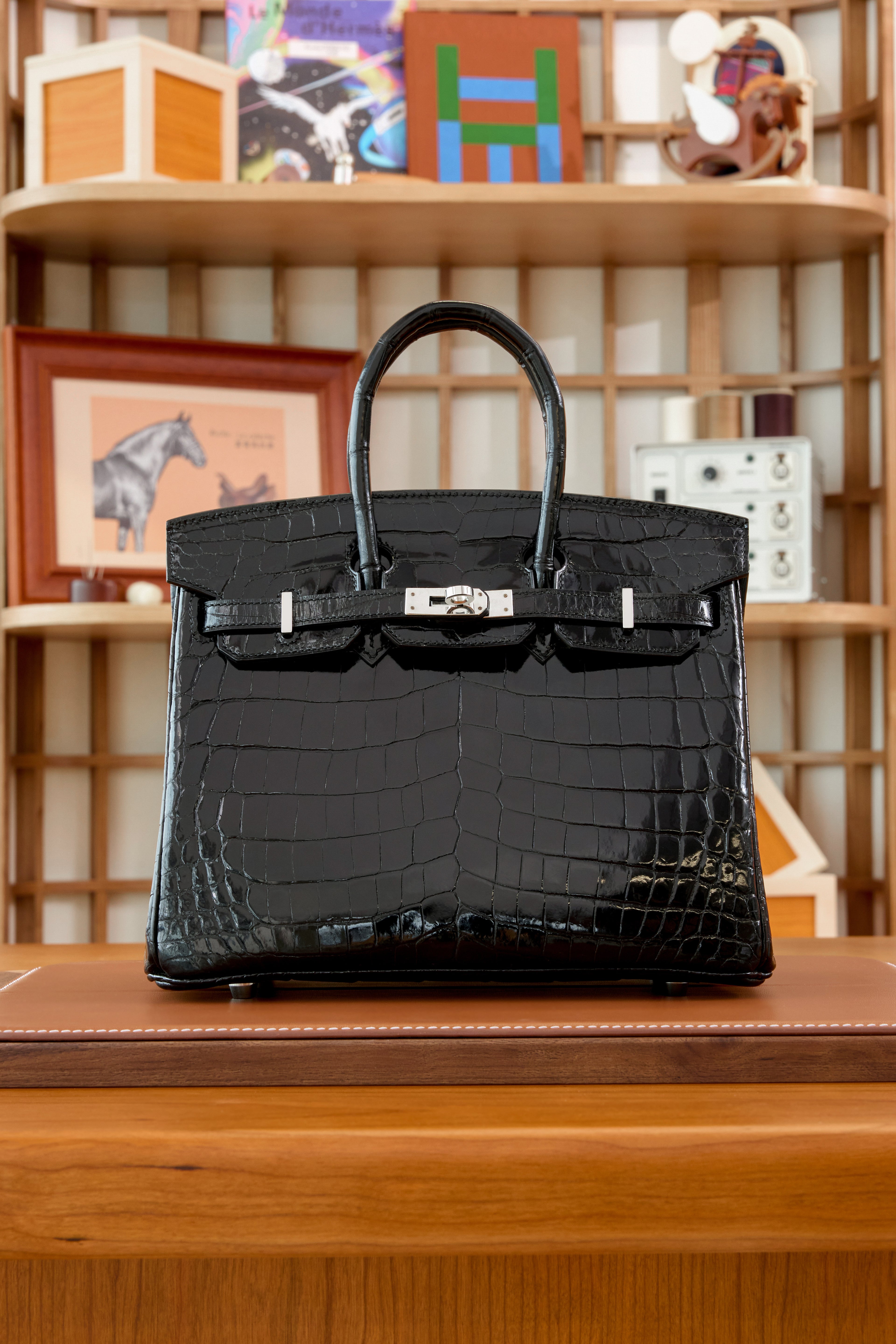 BK-2024 All Handmade sliver Hardware Nior Bright surface Nile crocodile leather