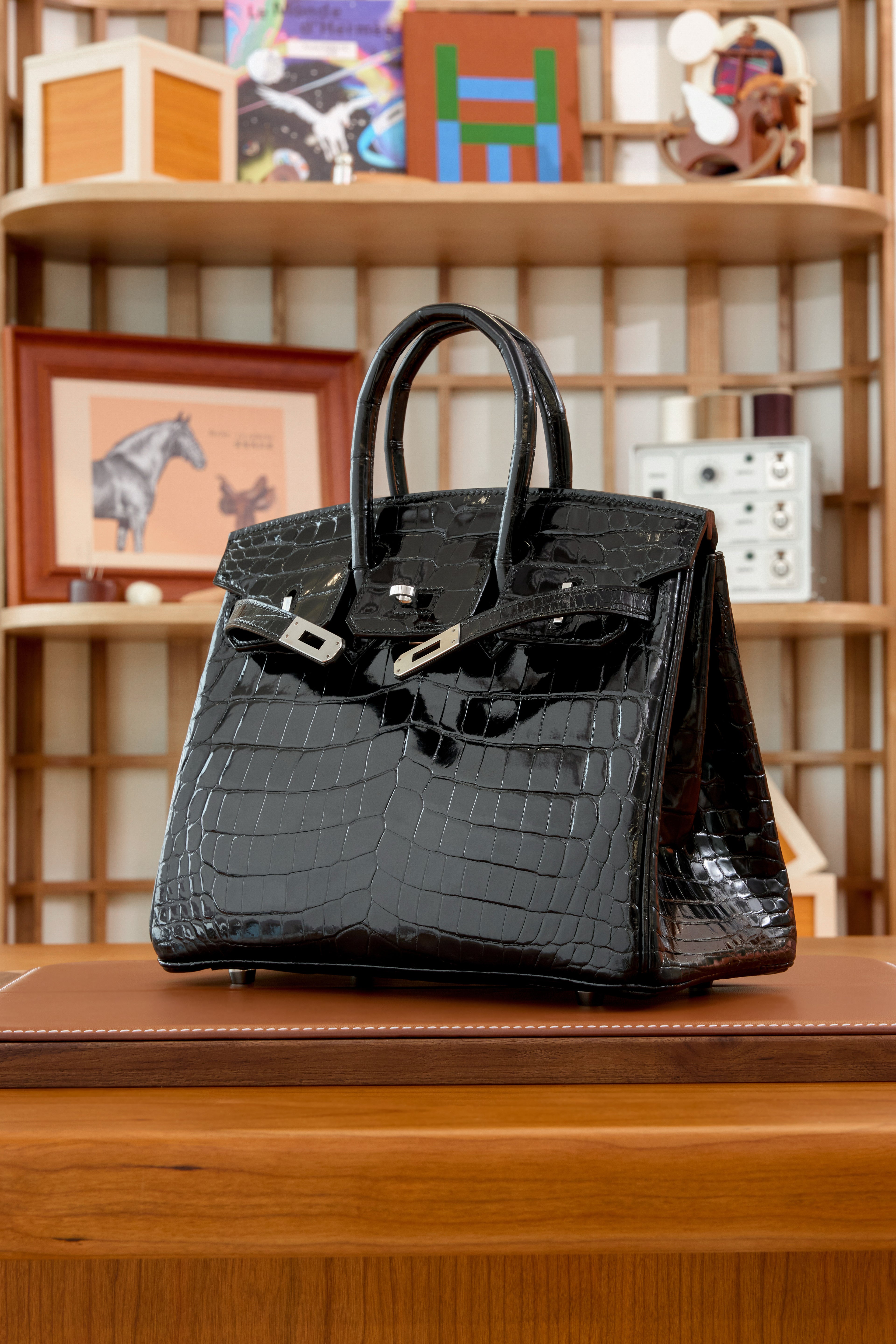 BK-2024 All Handmade sliver Hardware Nior Bright surface Nile crocodile leather