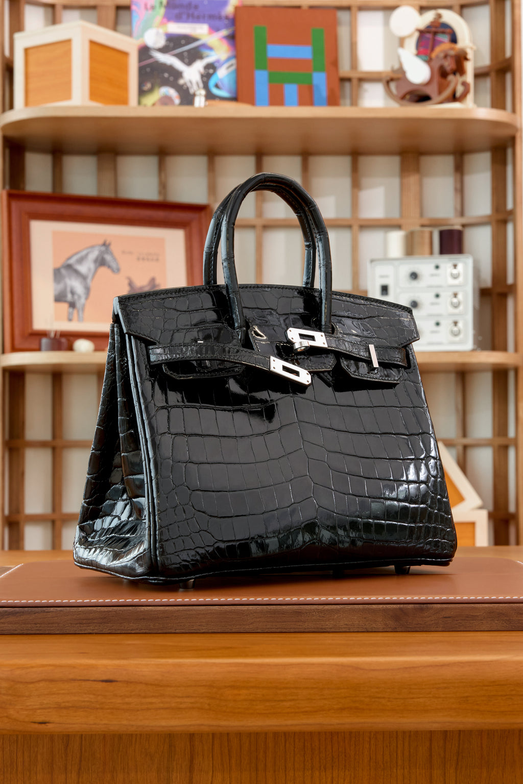 BK-2024 All Handmade sliver Hardware Nior Bright surface Nile crocodile leather