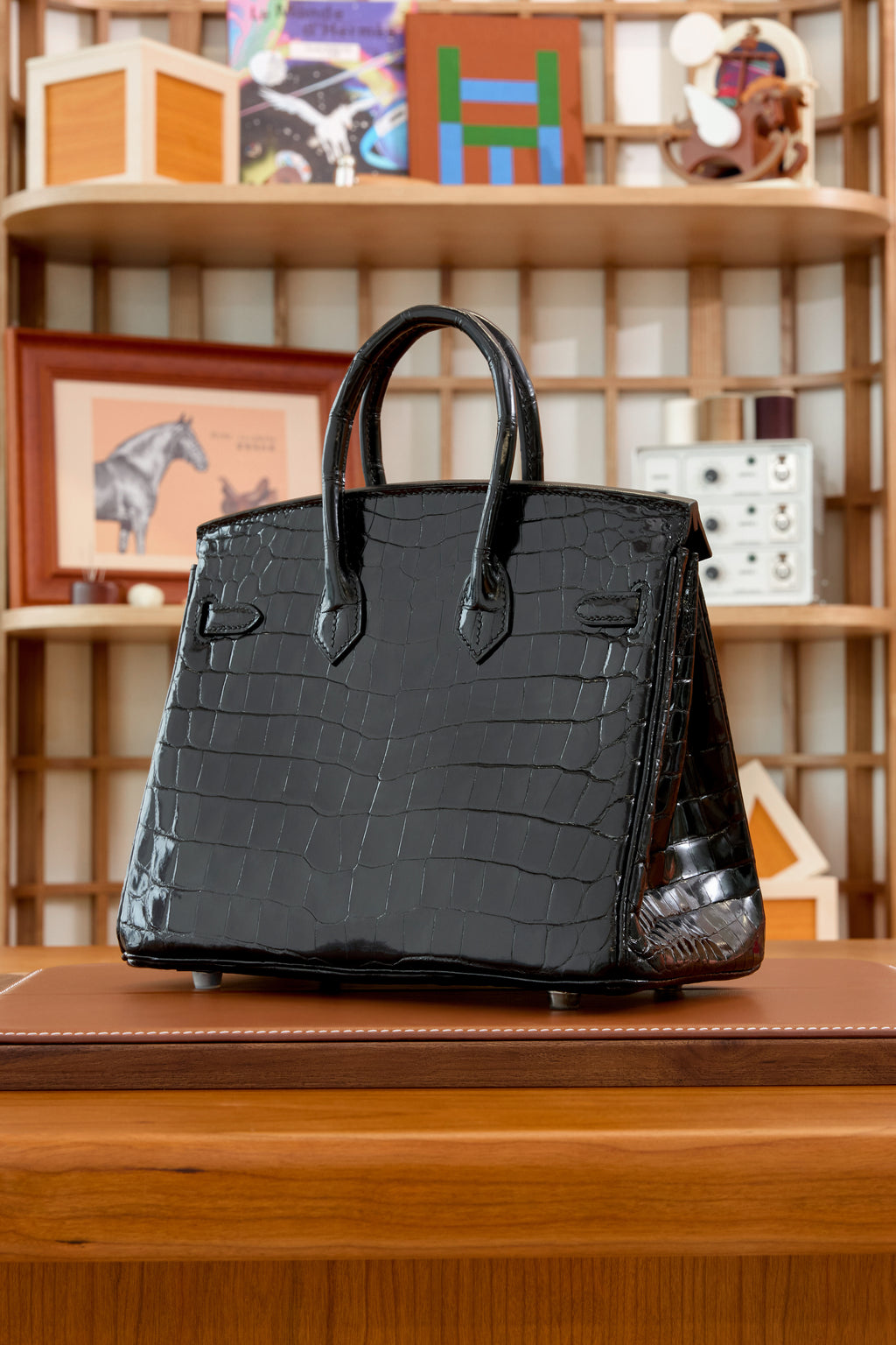 BK-2024 All Handmade sliver Hardware Nior Bright surface Nile crocodile leather