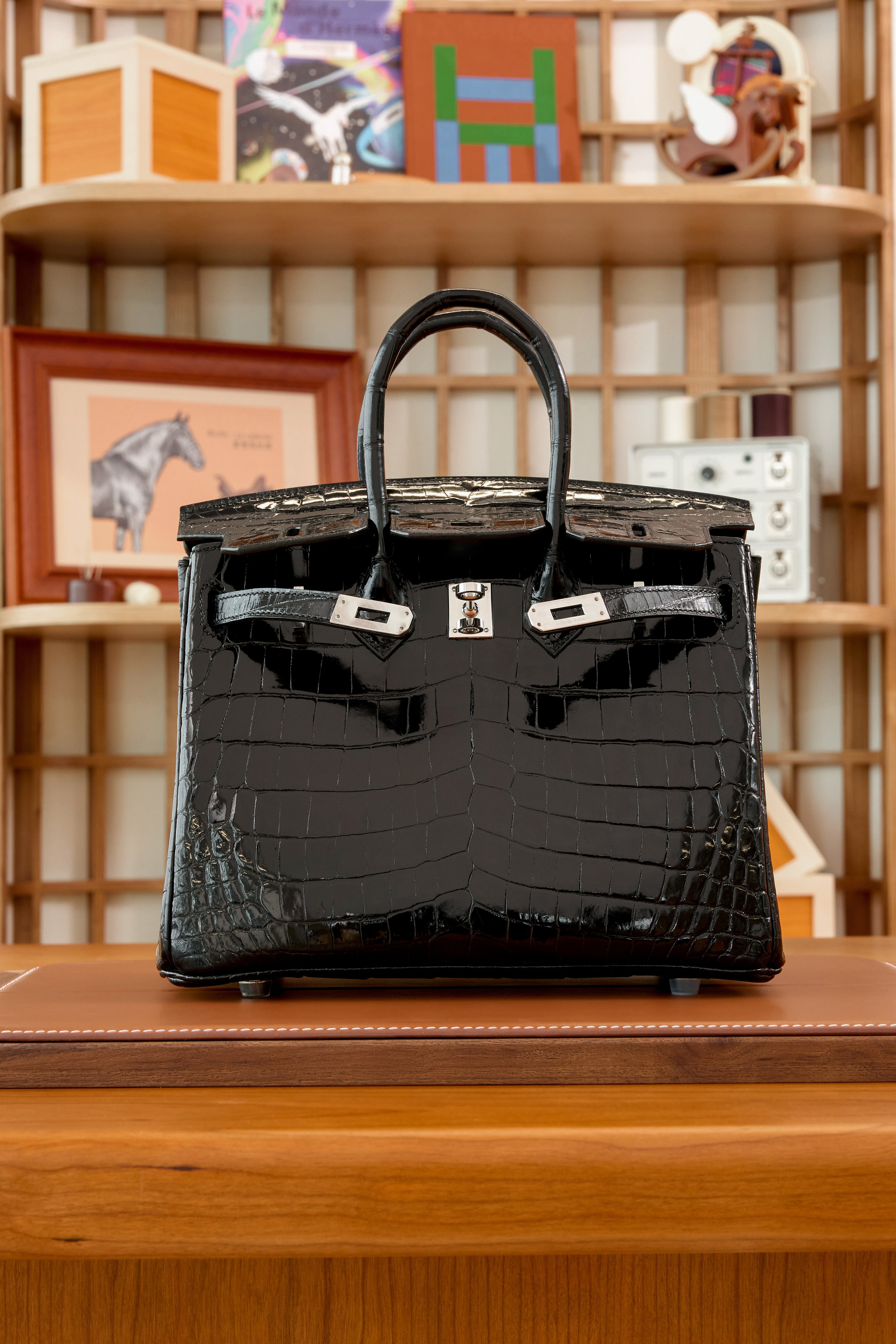 BK-2024 All Handmade sliver Hardware Nior Bright surface Nile crocodile leather