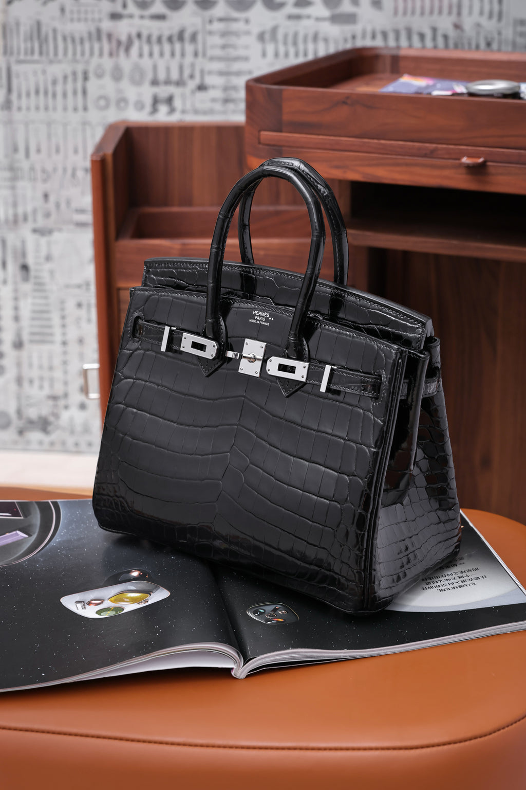 BK-2024 All Handmade sliver Hardware Nior Bright surface Nile crocodile leather