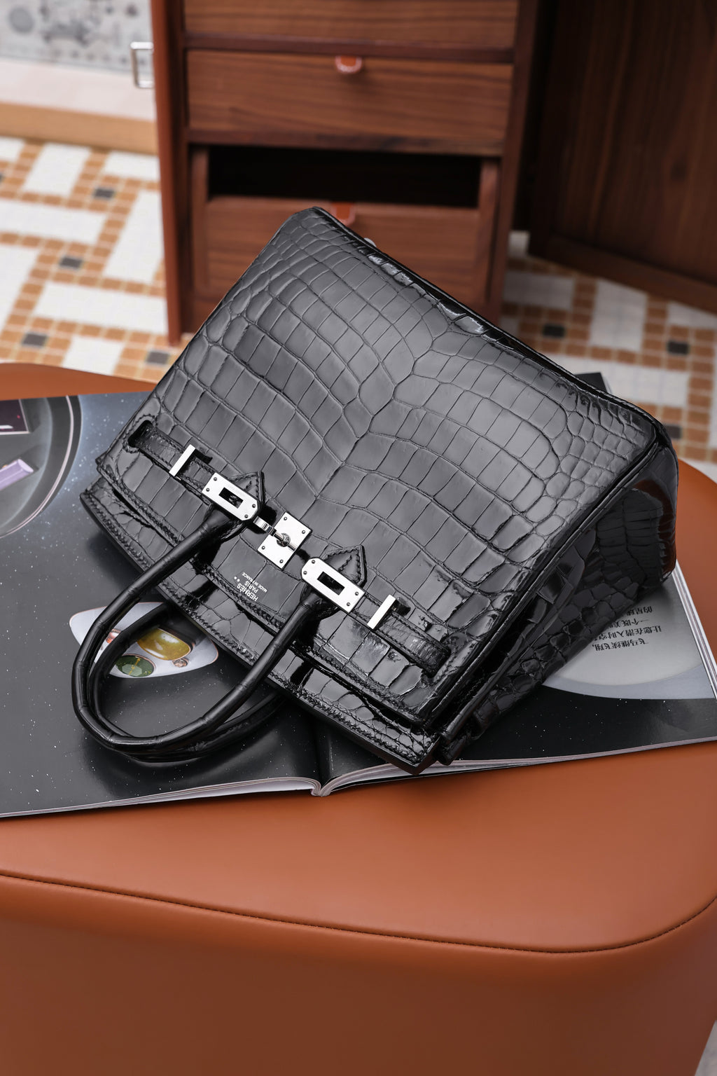 BK-2024 All Handmade sliver Hardware Nior Bright surface Nile crocodile leather