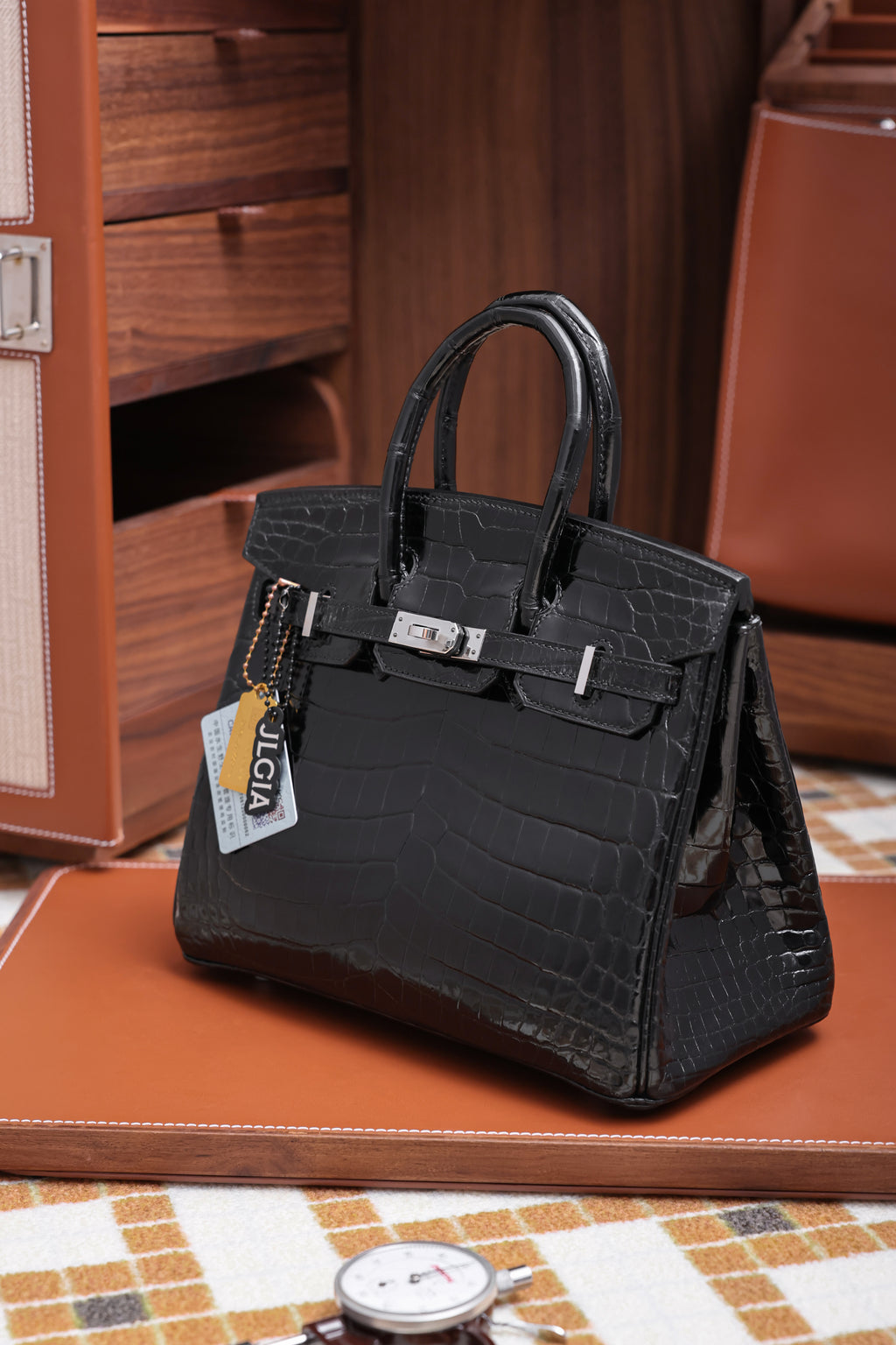 BK-2024 All Handmade sliver Hardware Nior Bright surface Nile crocodile leather