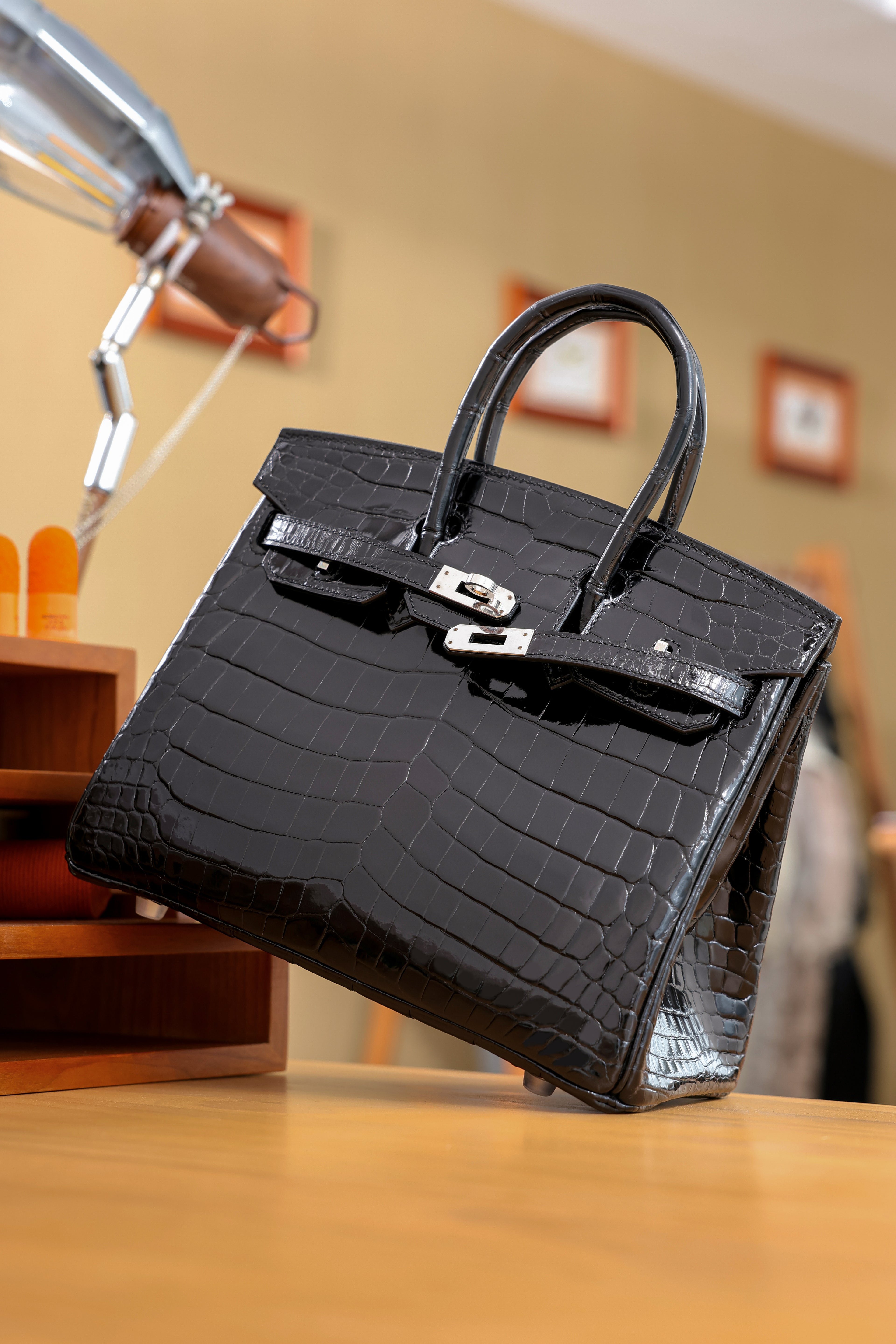 BK-2024 All Handmade sliver Hardware Nior Bright surface Nile crocodile leather