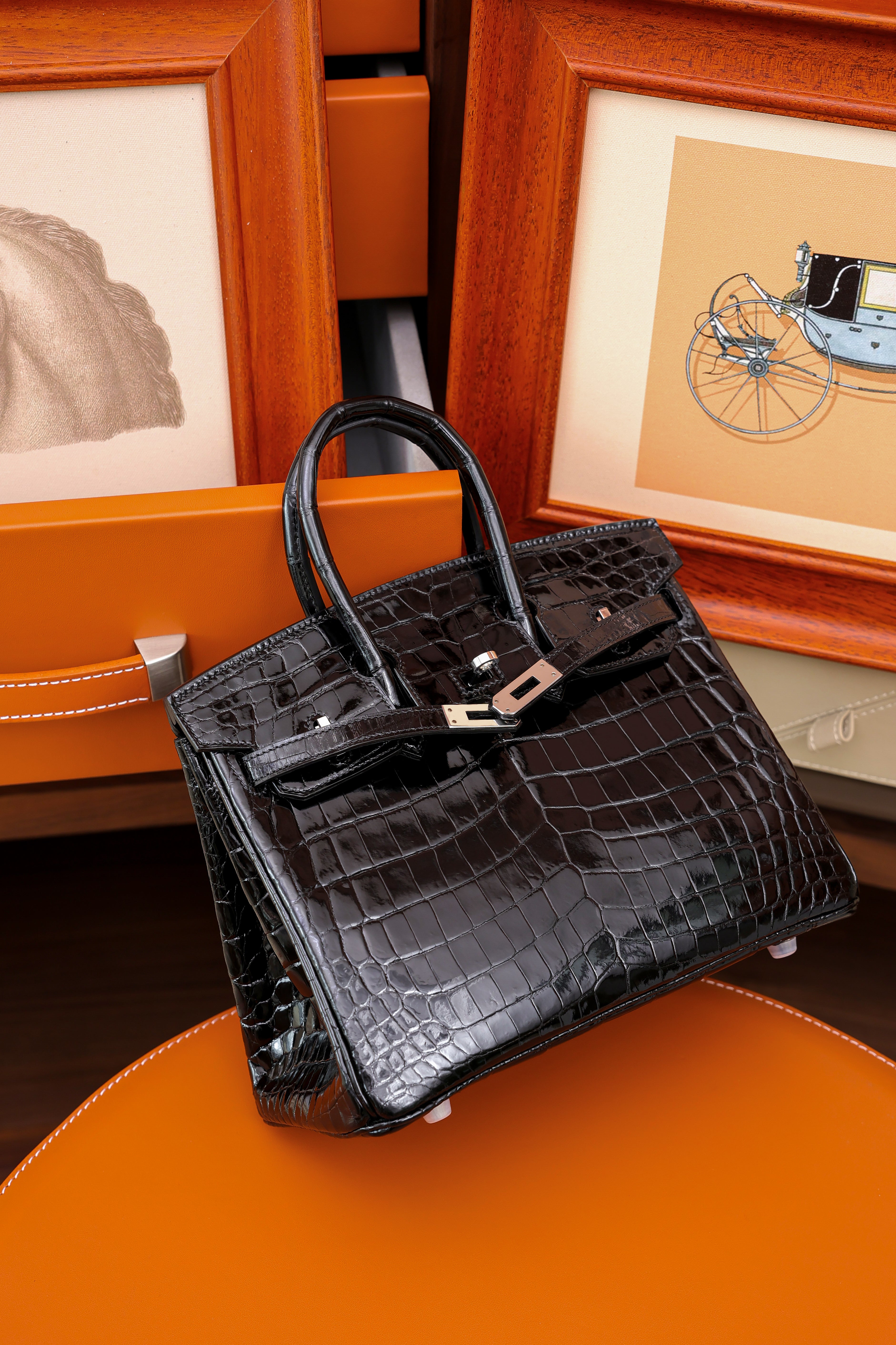 BK-2024 All Handmade sliver Hardware Nior Bright surface Nile crocodile leather