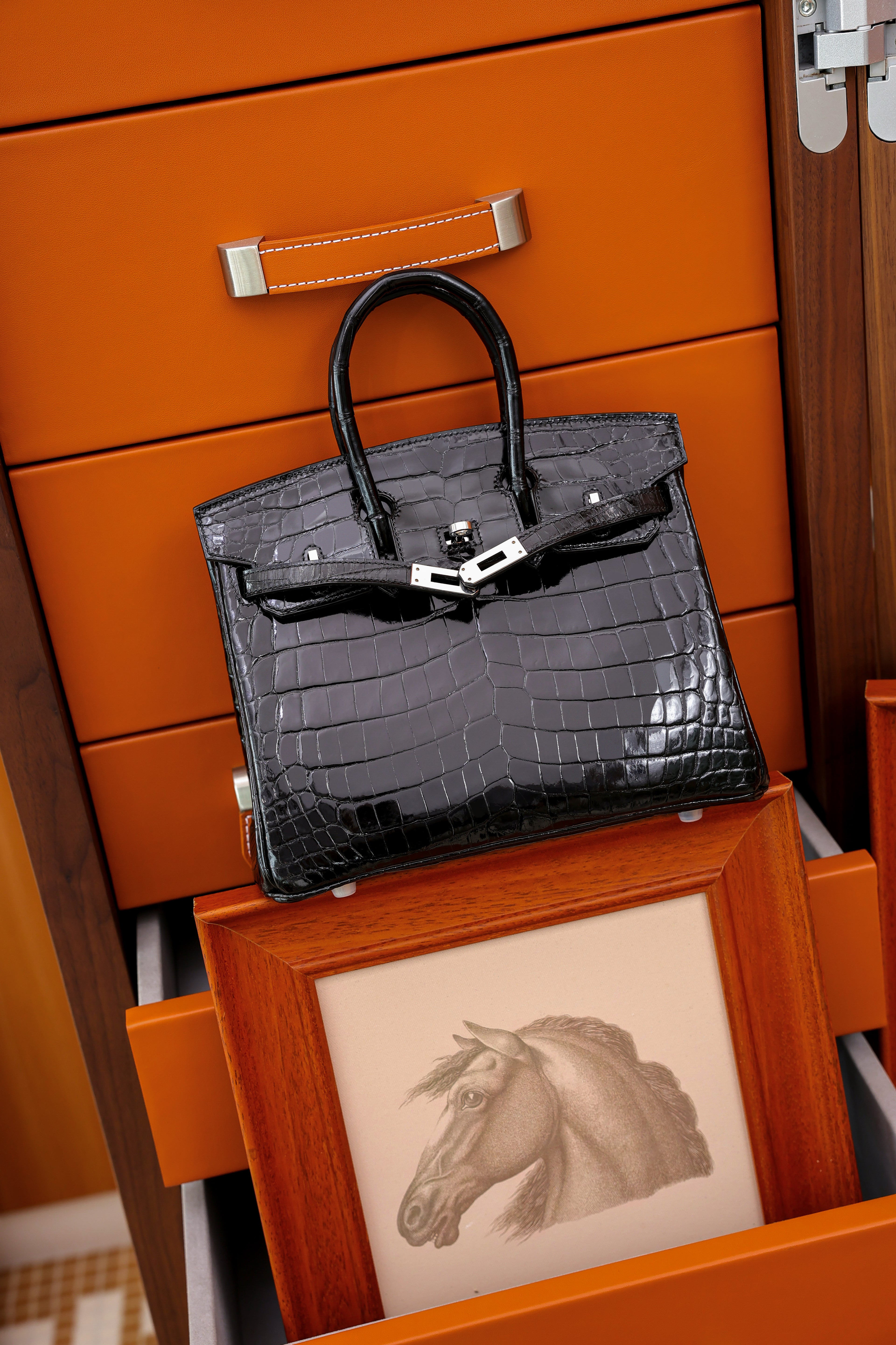 BK-2024 All Handmade sliver Hardware Nior Bright surface Nile crocodile leather