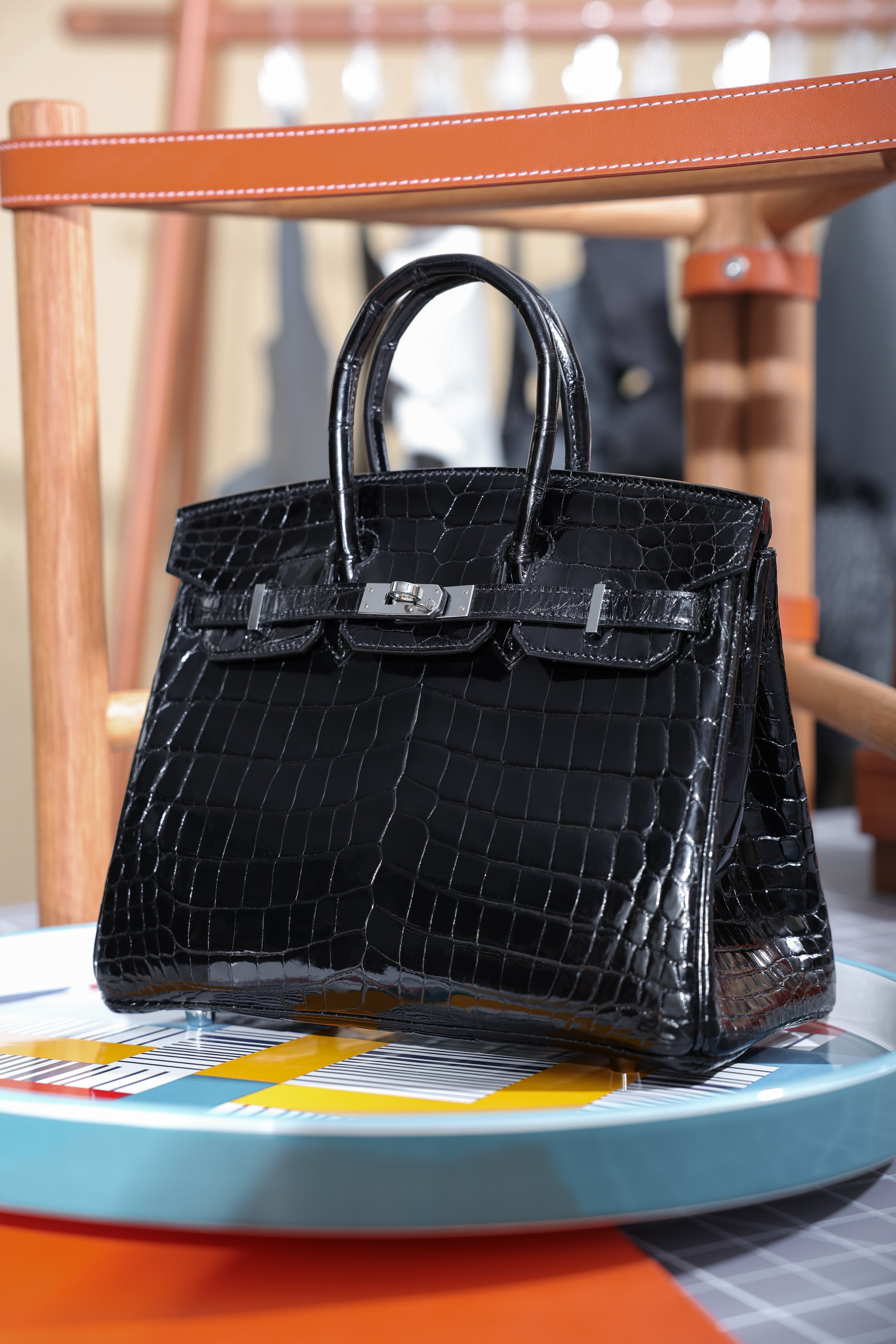 BK-2024 All Handmade sliver Hardware Nior Bright surface Nile crocodile leather