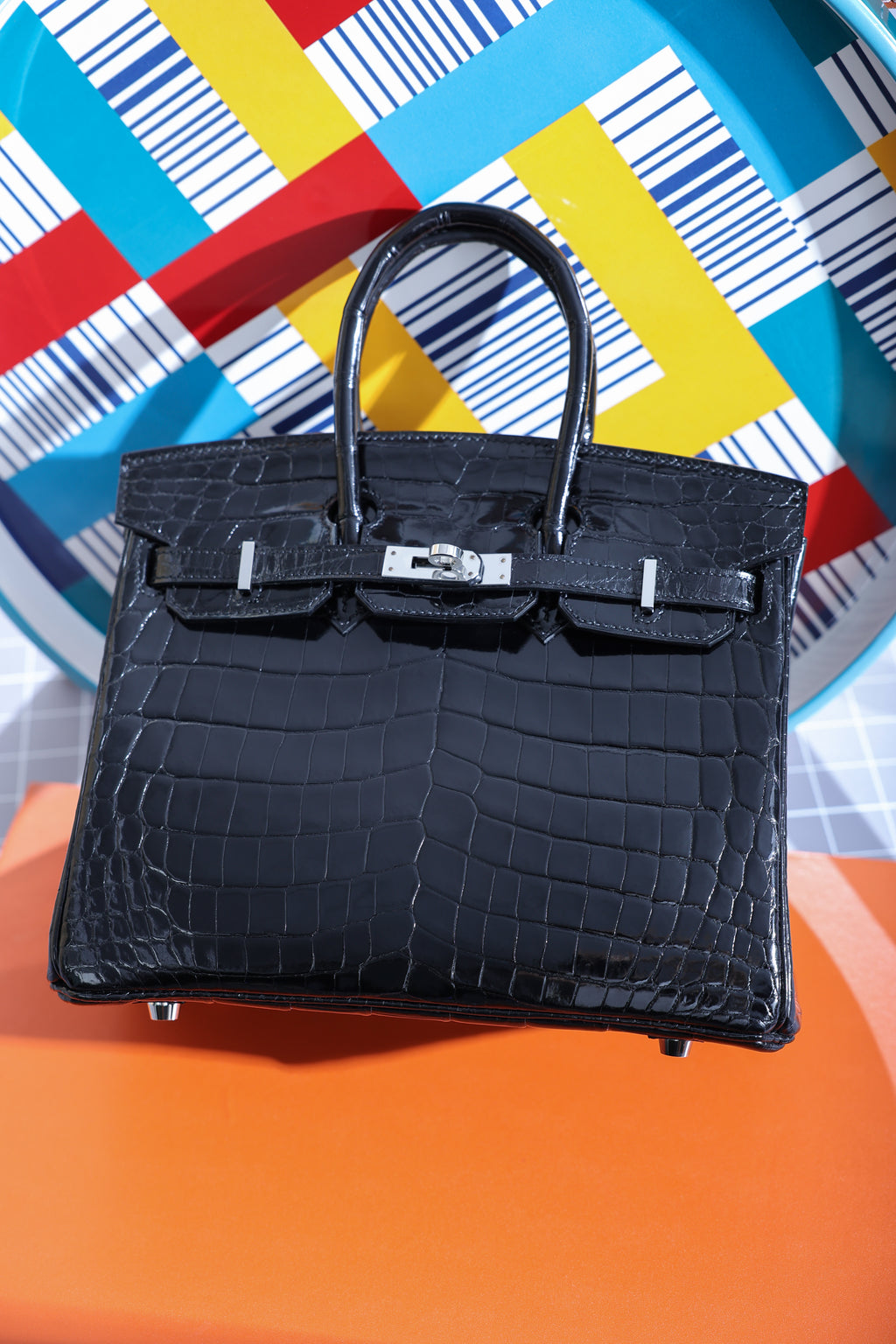 BK-2024 All Handmade sliver Hardware Nior Bright surface Nile crocodile leather