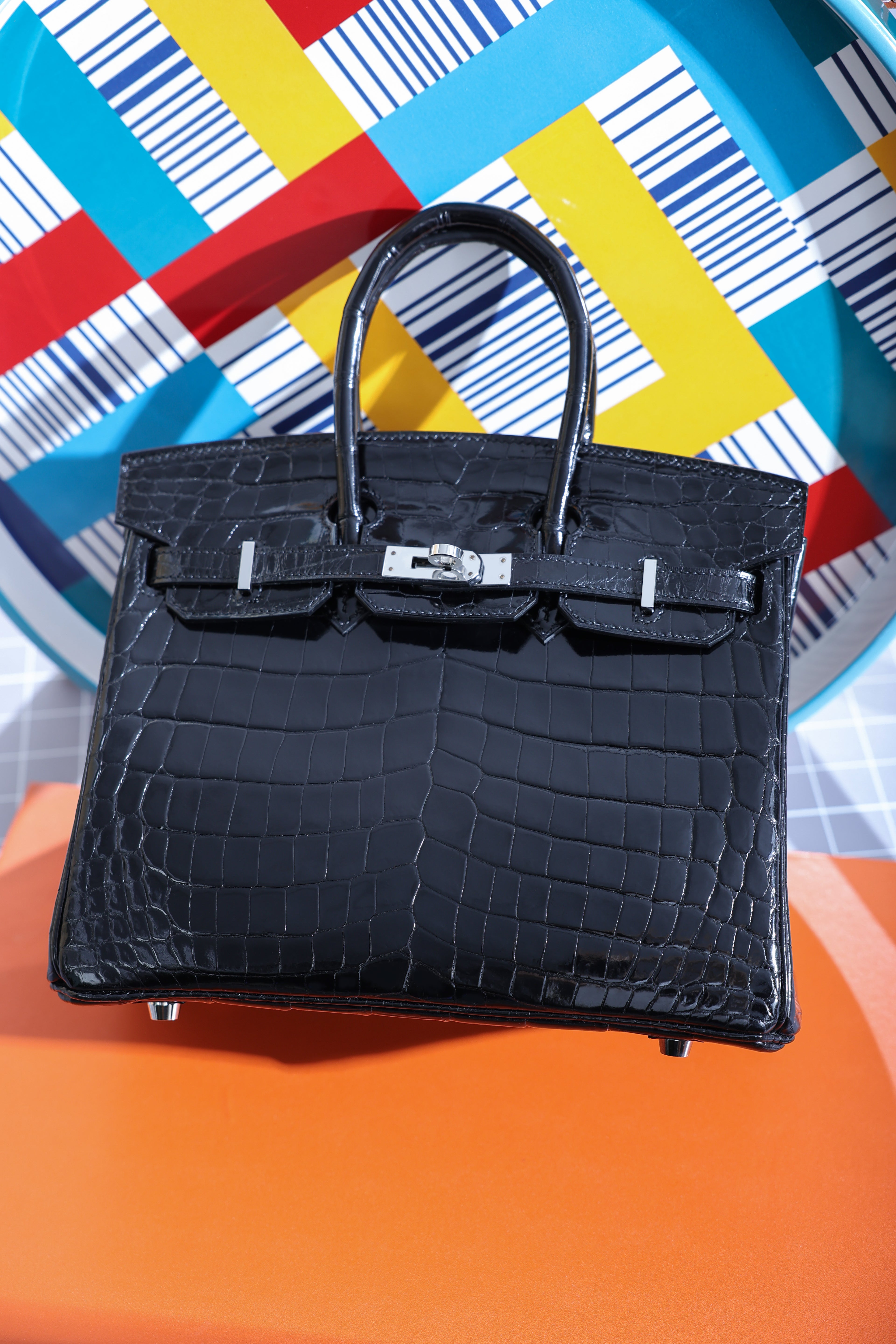 BK-2024 All Handmade sliver Hardware Nior Bright surface Nile crocodile leather