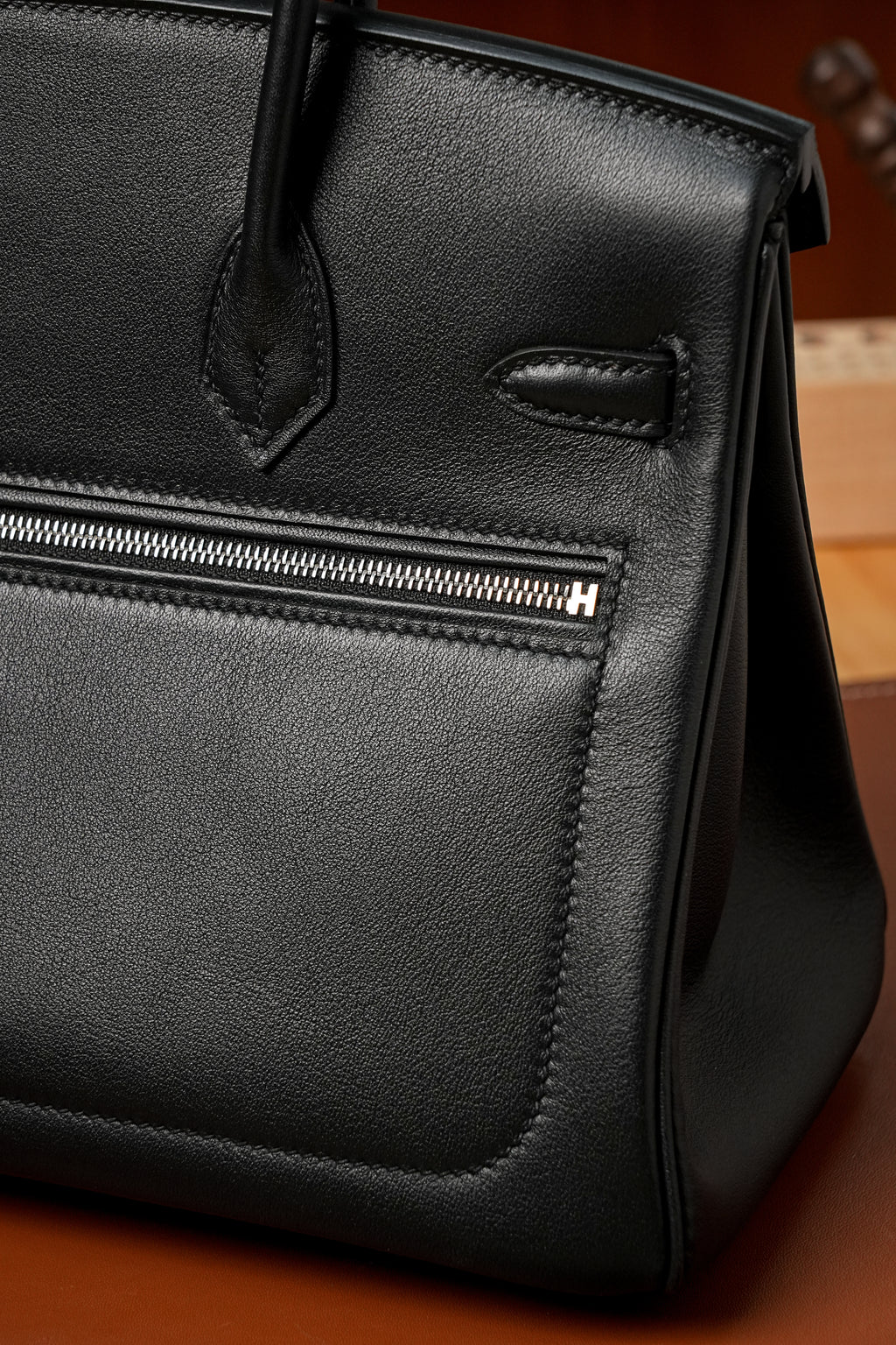 Birkin- All Handmade Golden / Sliver Noir swift leather